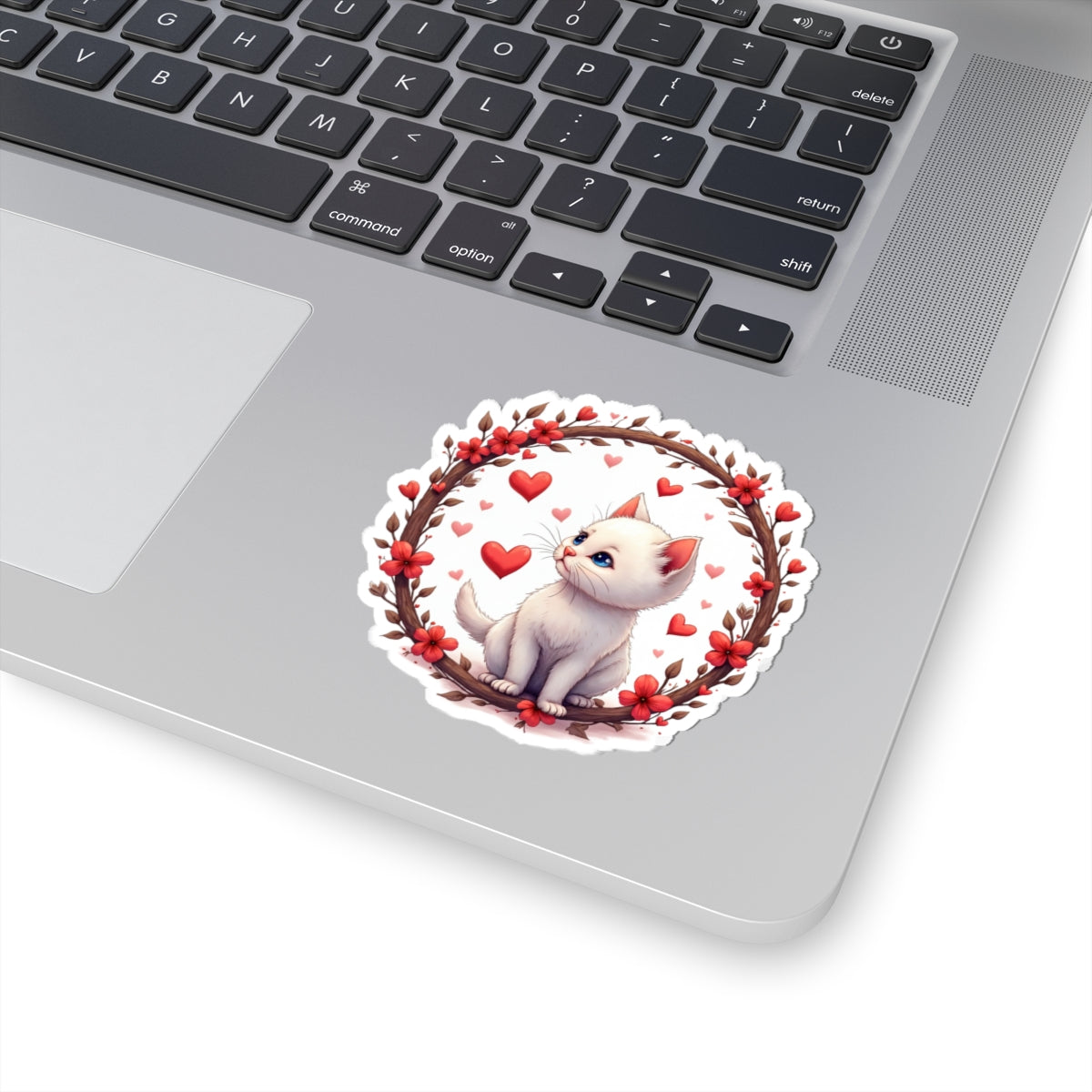Kitten with Hearts - Kiss-Cut Sticker