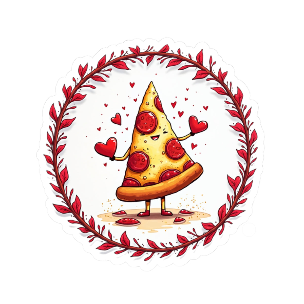 Funny Pizza Love - Kiss-Cut Stickers