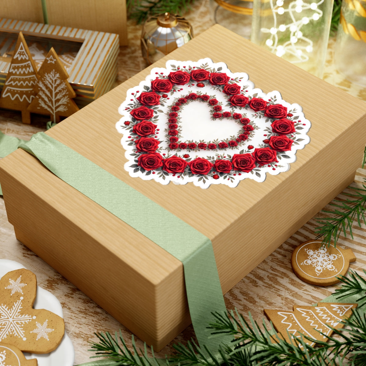 Rose Heart Wreath - Kiss-Cut Stickers