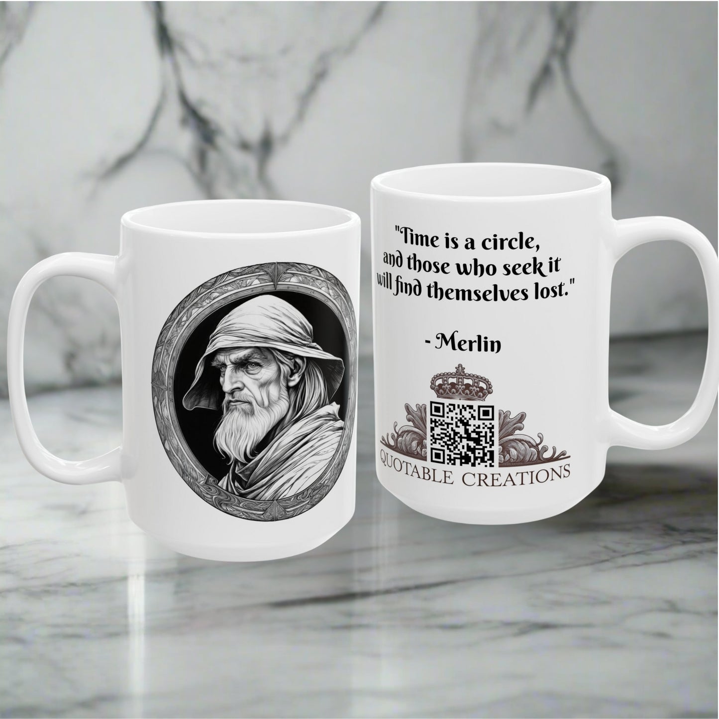Merlin Magician Quote Coffee Mug Great Gift for Fantasy Readers Arthurian Legend Fans Ideal for Starting Your Day with Magic QR Quote Video