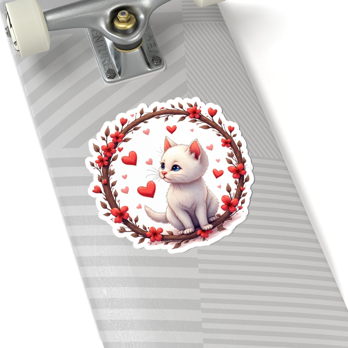 Kitten with Hearts - Kiss-Cut Sticker