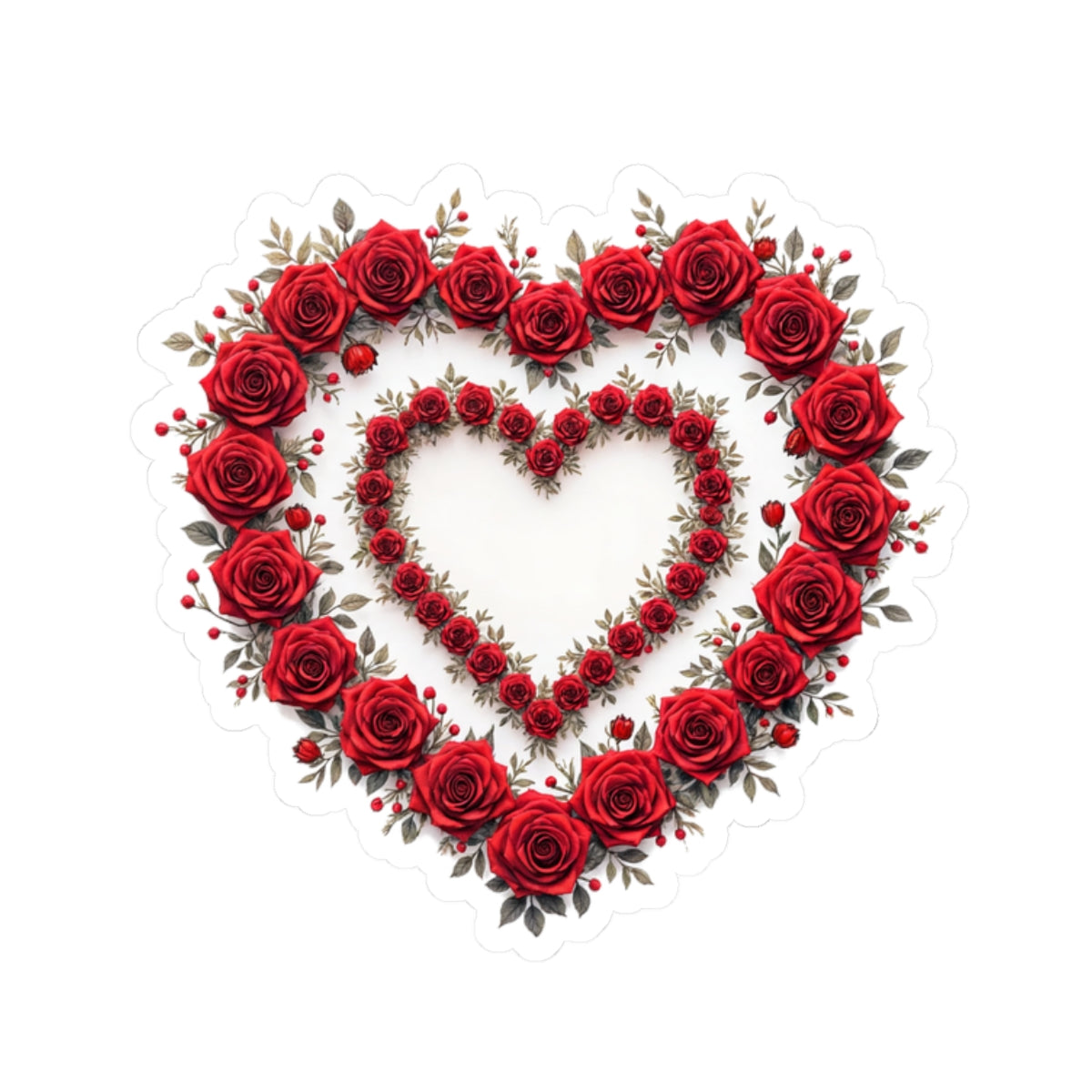 Rose Heart Wreath - Kiss-Cut Stickers