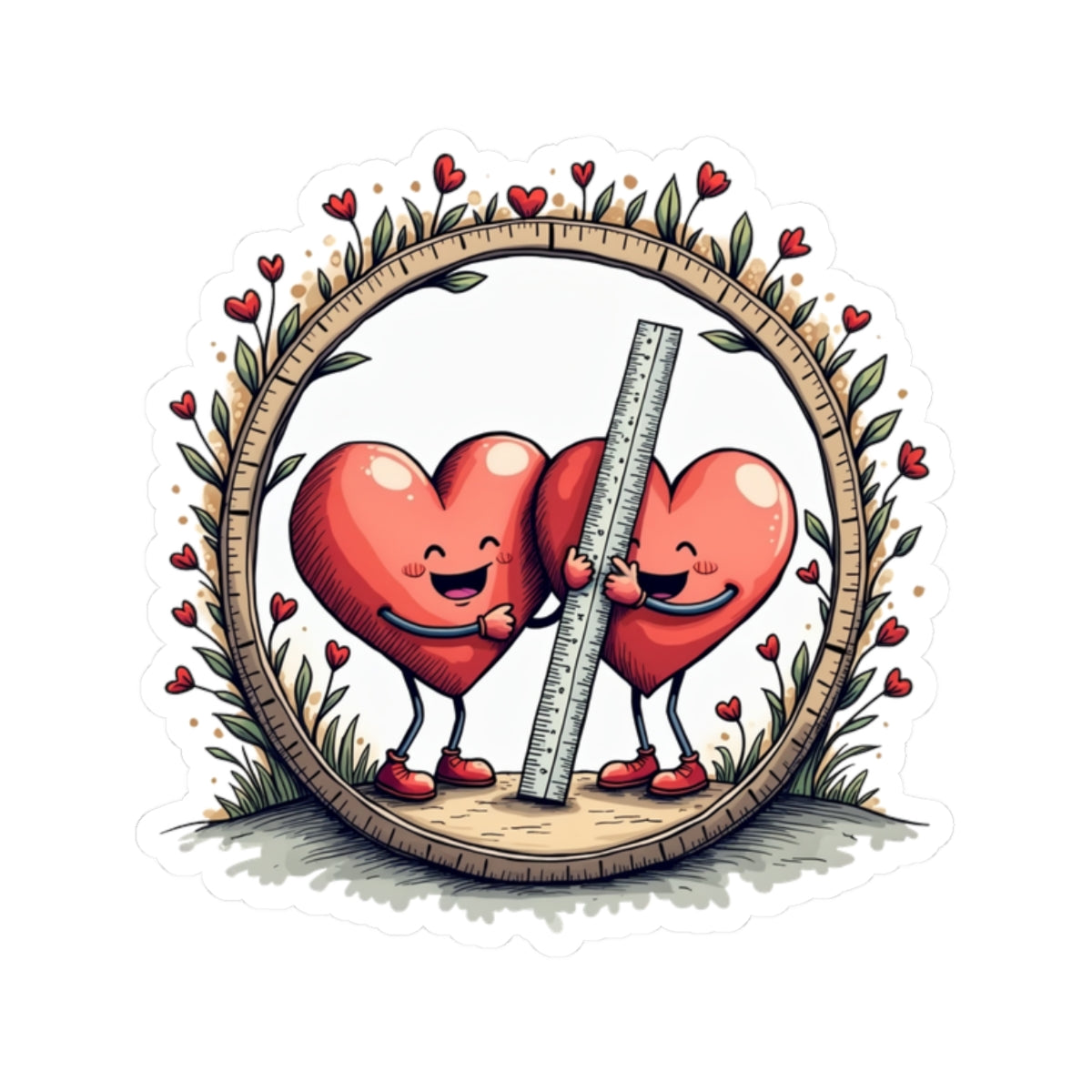 Measure Our Love Hearts - Kiss-Cut Stickers