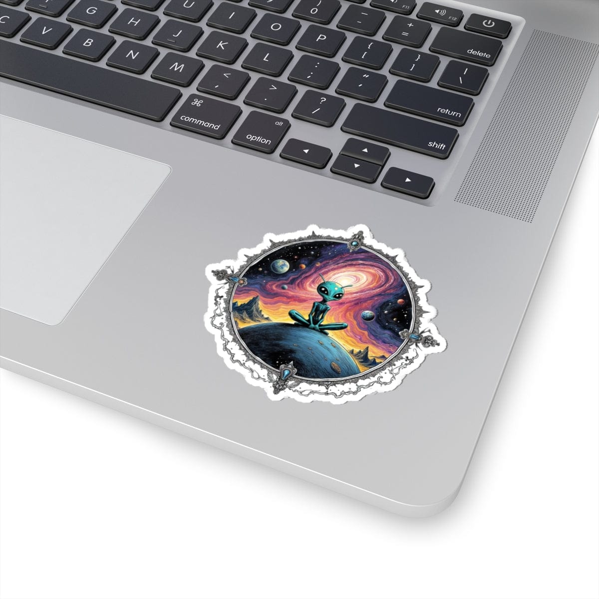 Printify Paper products 3" × 3" / White Sticker - Exploring the Cosmos, One Planet at a Time! - Alien & Space Kiss-Cut