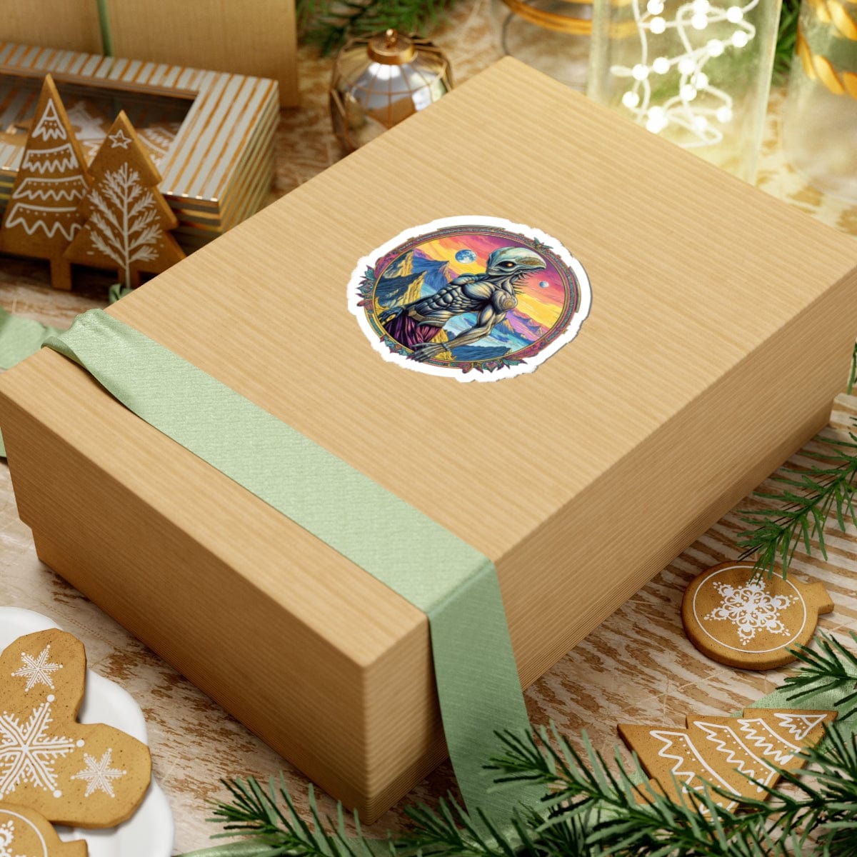 Printify Paper products Sticker - Adventures Beyond the Stars Await - Let’s Blast Off - Alien & Space Kiss-Cut