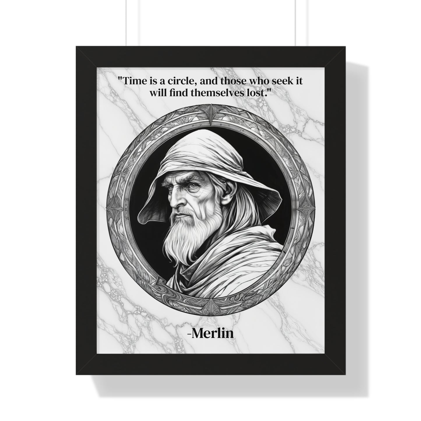 Merlin Magic Wizard Spells Framed Wall Art Inspirational Quote for Fantasy Readers Decor - Perfect Gift for Enchanted Castle Home Lovers Fan