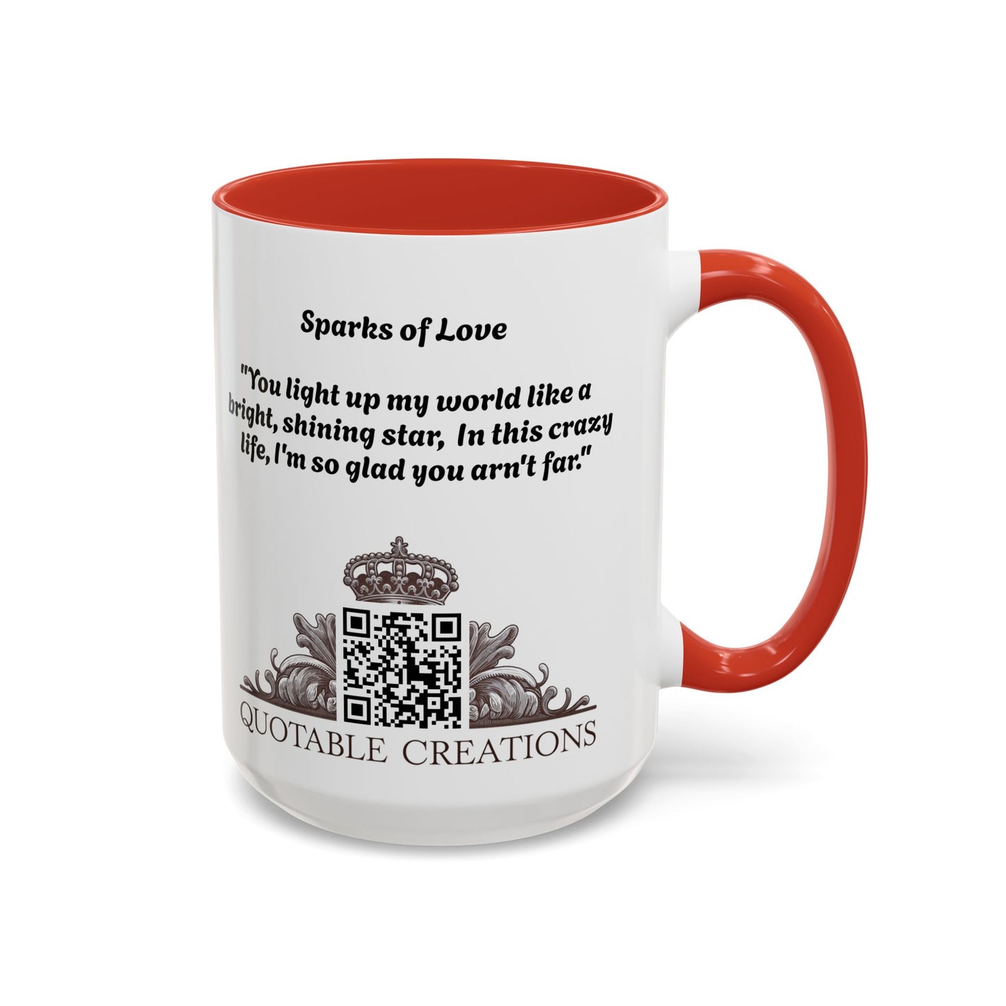 Sparks of Love Mug for Couples Cute Coffee Cup Gift for Anniversaries Inspiring Love Quote Romantic Valentine's Day Present QR Quote Video