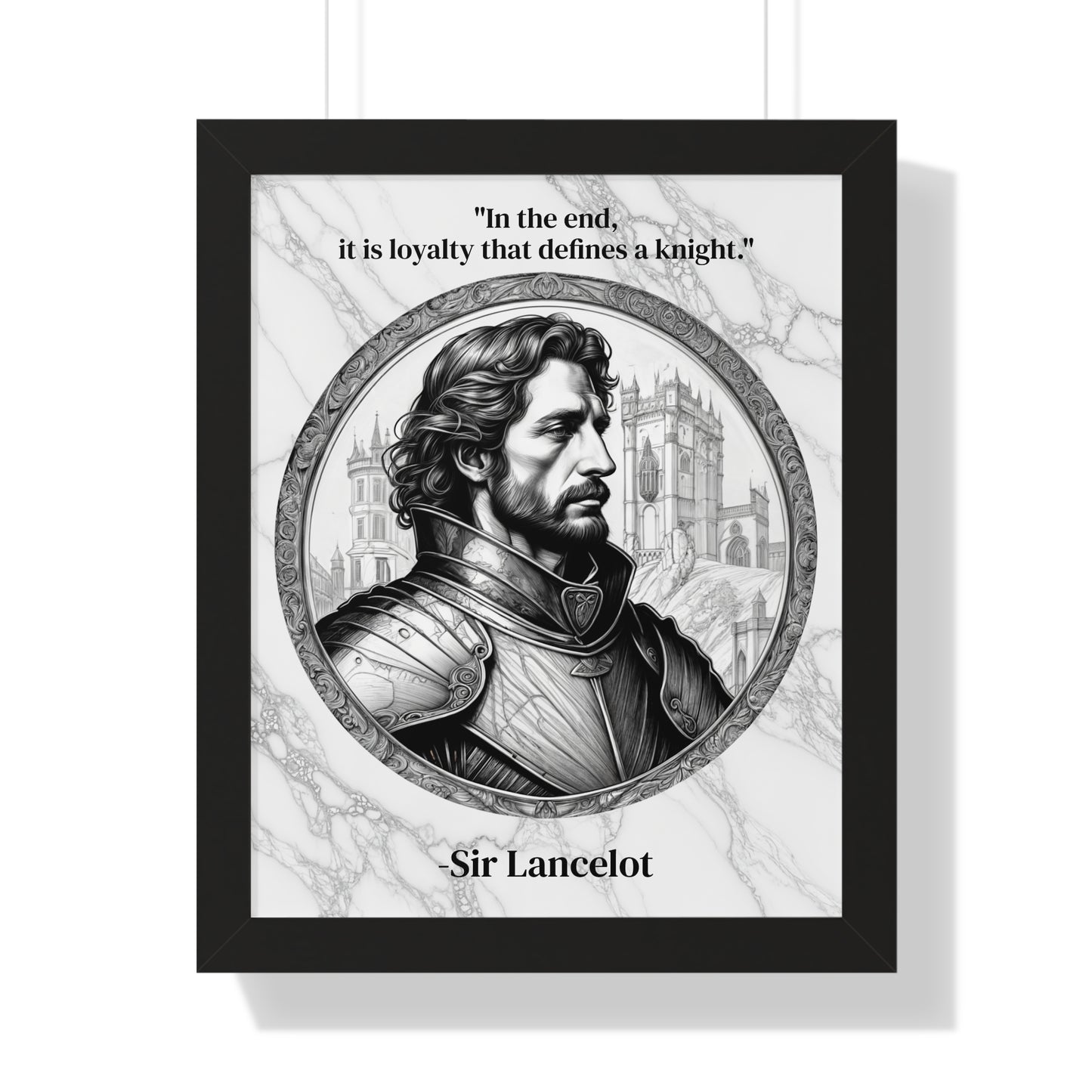 Sir Lancelot Chivalry Code Knights Honor Framed Wall Art Inspirational Quote for Knights Templar Decor - Unique Gift for History Lovers Fans