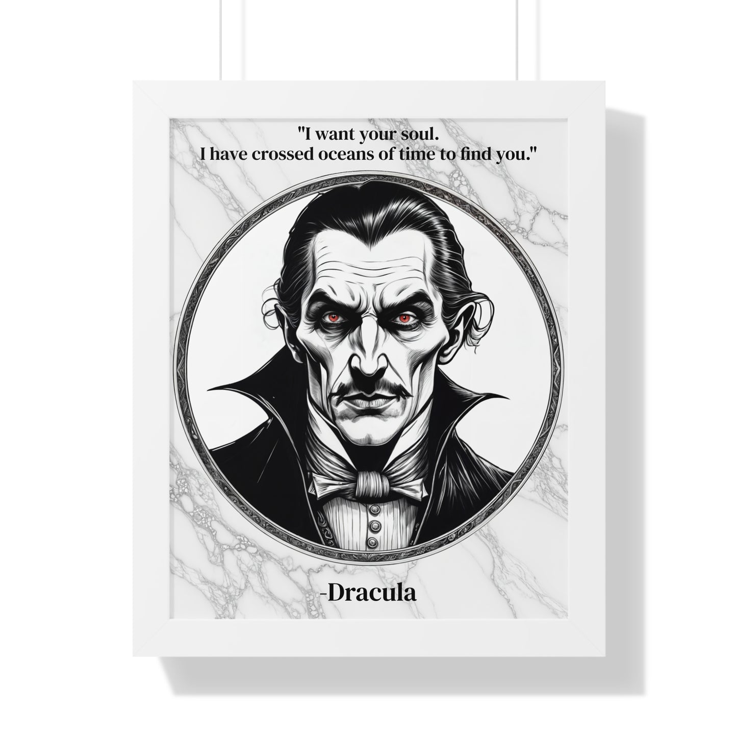 Dracula Inspirational Quote Gothic Decor Framed Wall Art for Home Office Gift - Ideal Vampire Quote Print for Horror Literature Lovers