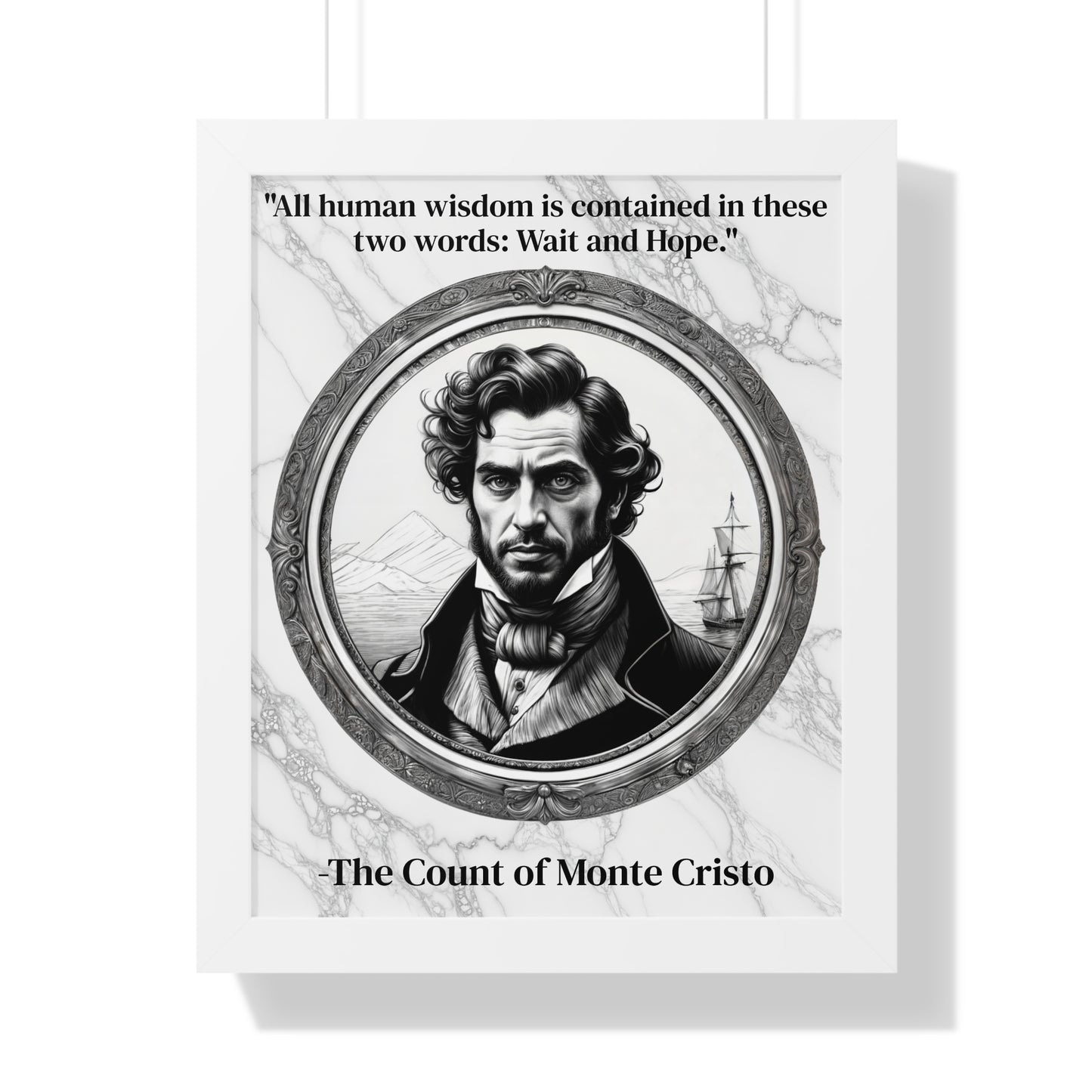 The Count of Monte Cristo Inspirational Quote Decor Framed Wall Art for Home Office Gift - Revenge Quote Print for Classic Literature Lovers