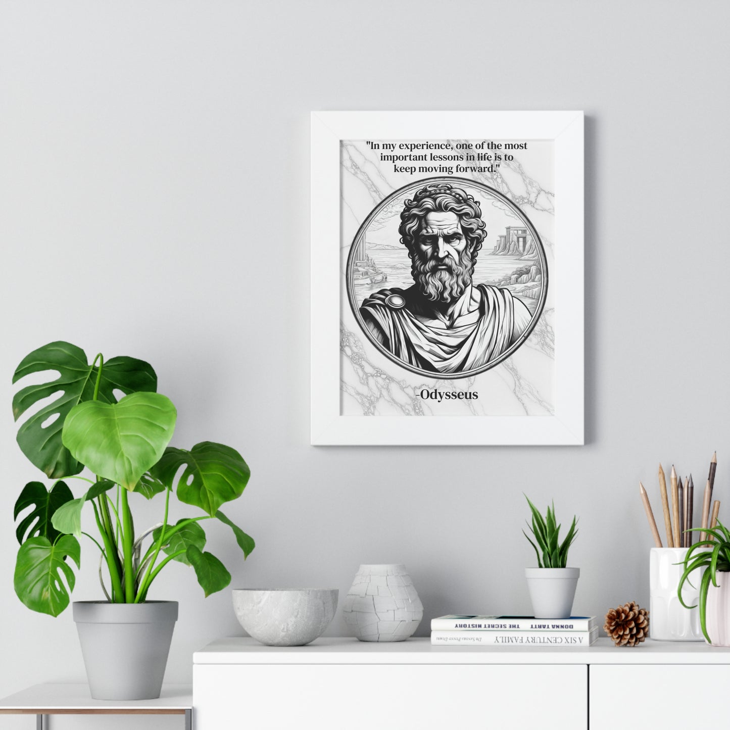 Odysseus Adventure Traveler Inspirational Framed Wall Art Quote for Literary Lovers Hero Decor - Perfect Gift for Epic Poetry Book Fans