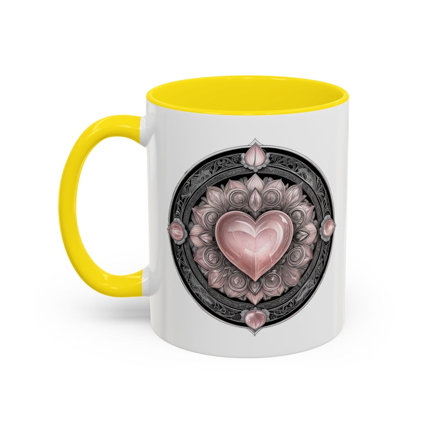 Rose Quartz Love Crystal Coffee Mug with Heartwarming Quote and QR Code Beautiful Gemstone Gift for Valentines Day or Mothers Day