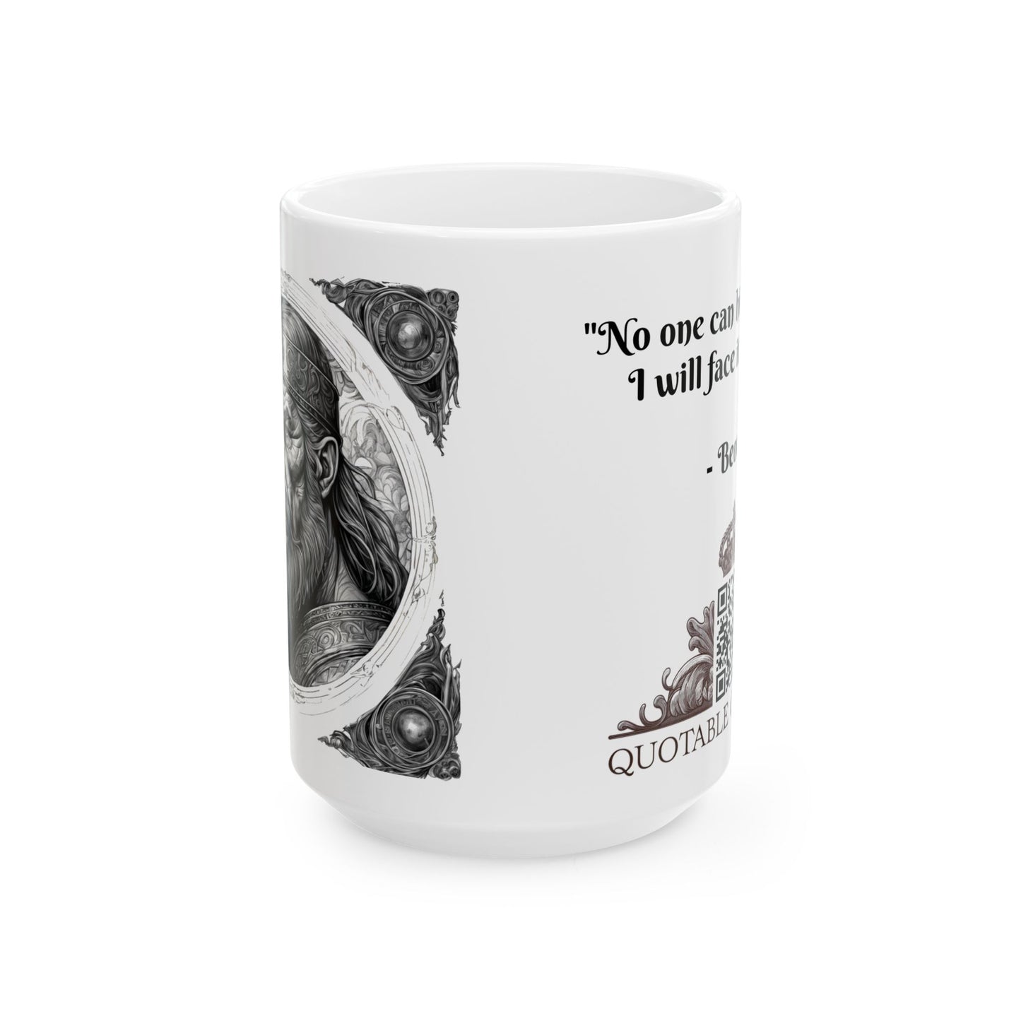 Beowulf Inspirational Quote Coffee Mug with QR Code (11, 15oz)