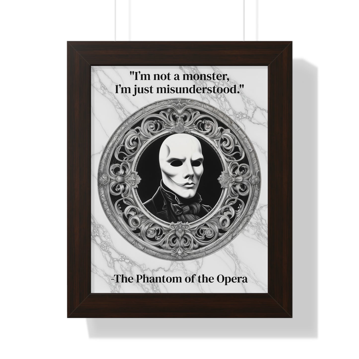 The Phantom of the Opera Inspirational Quote Art Decor Framed Wall Art for Home Office Gift - Perfect Quote Print for Music and Mystery Fans