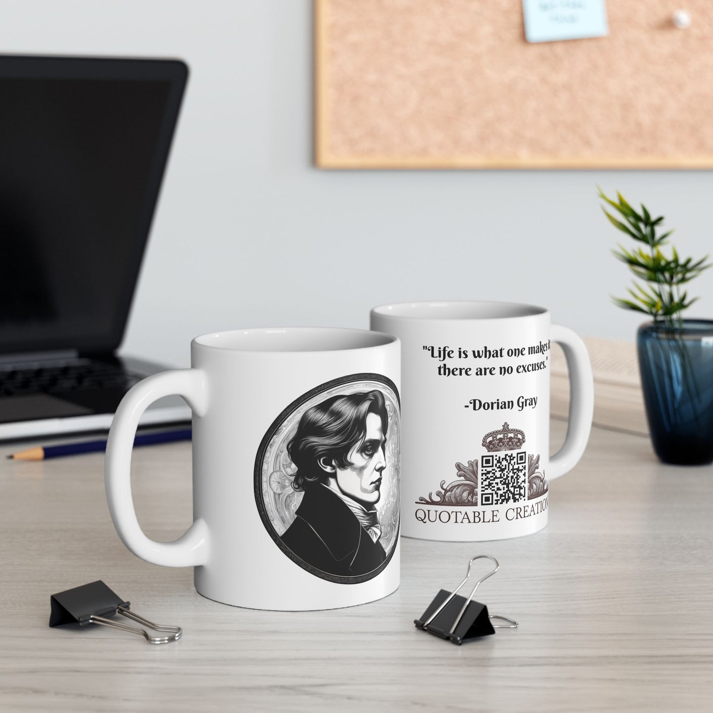 Dorian Gray  Inspirational Quote Coffee Mug with QR Code (11, 15oz)