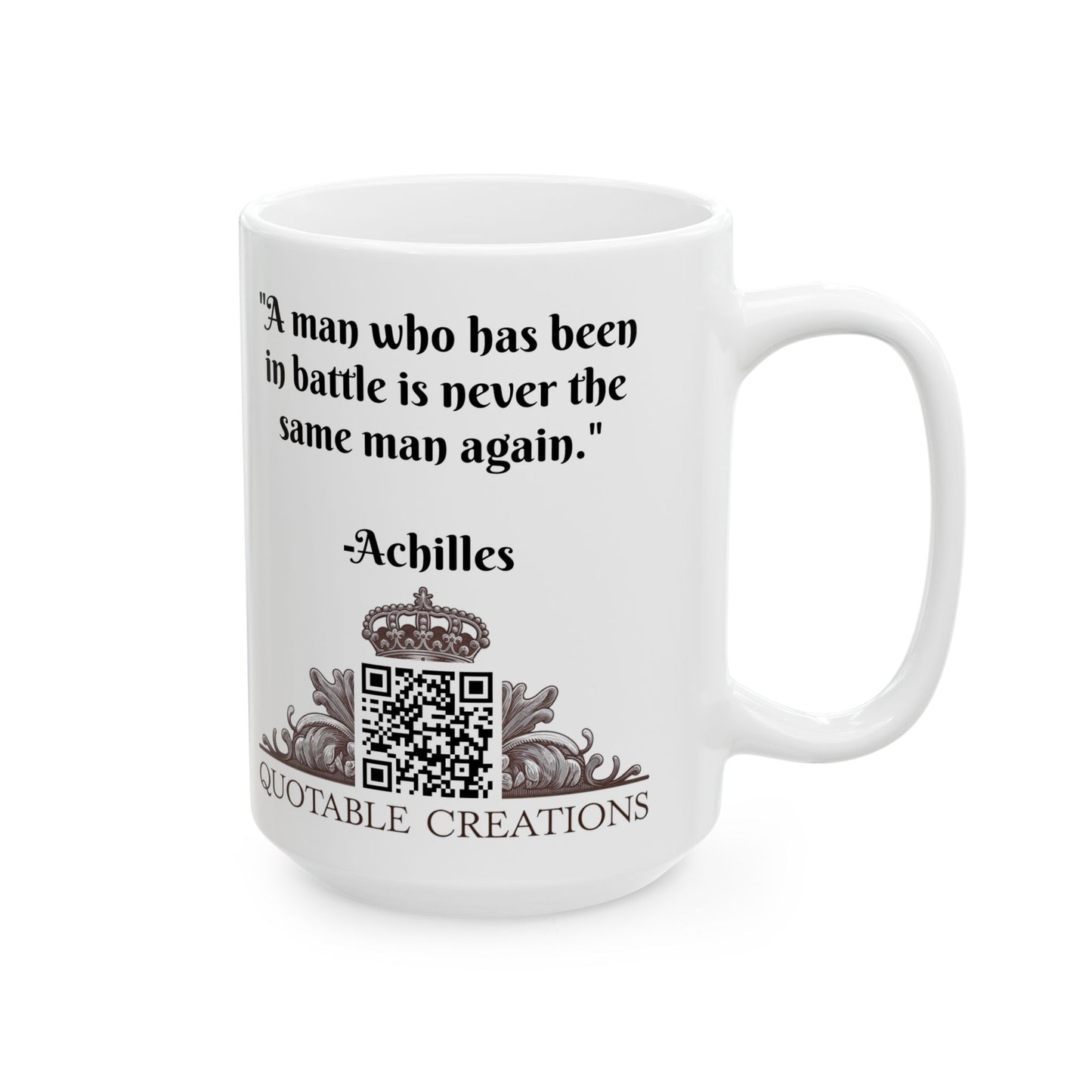 Achilles Inspirational Quote Coffee Mug with QR Code (11, 15oz)