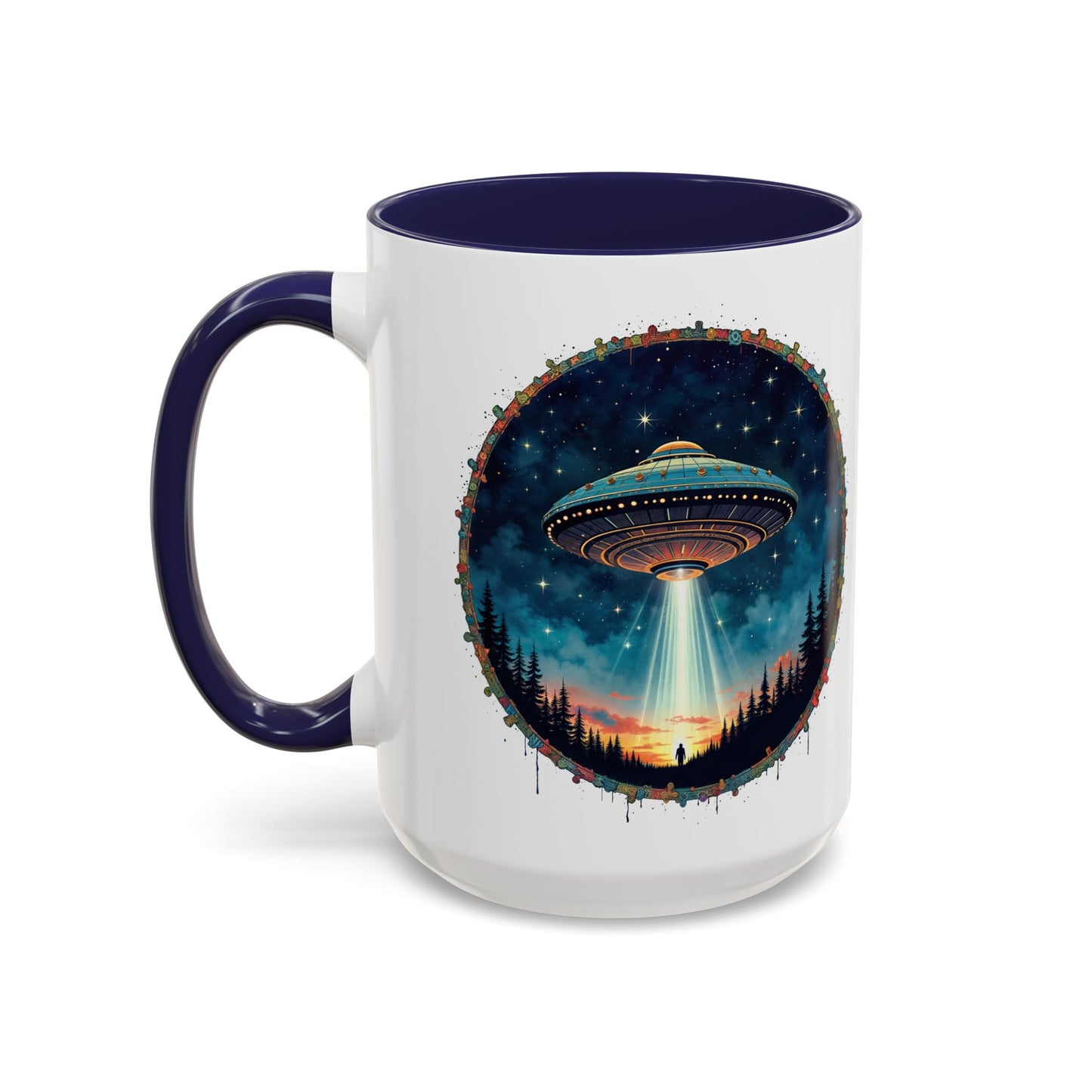 UFO Coffee Mug with Funny Cafe and Space Quotes - for Coffee Lovers Who Enjoy Quirky Gifts Humorous Alien-Themed Jokes QR Code Quote Video