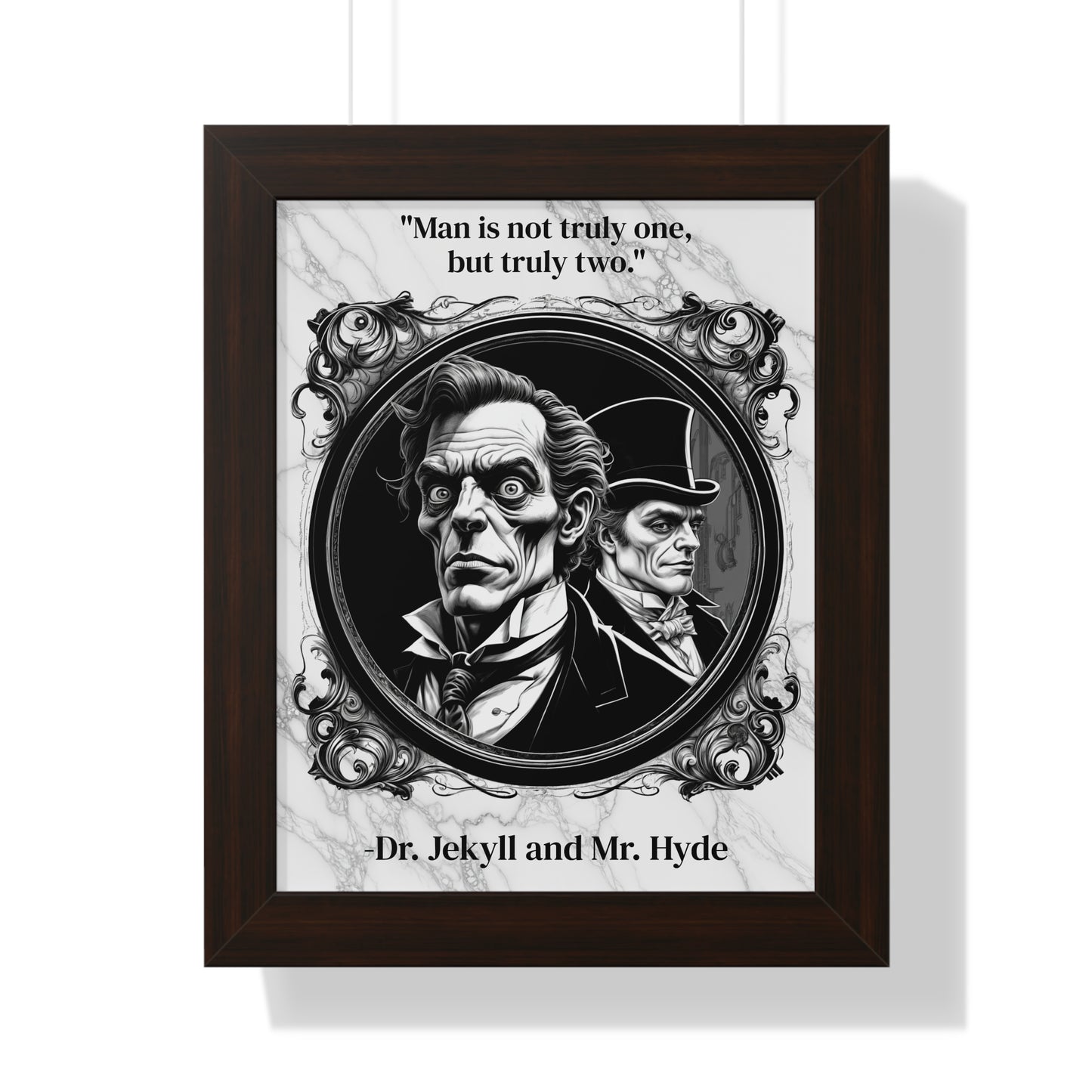 Dr. Jekyll and Mr. Hyde Inspirational Quote Gothic Decor Framed Wall Art for Home Office Gift - Duality Quote Print for Literary Enthusiasts