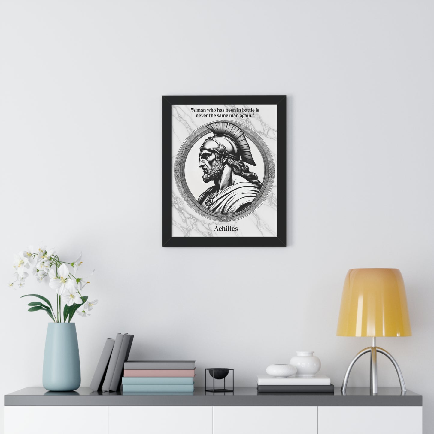 Achilles Greek Mythology Motivational Framed Wall Art Quote for Home Office Decor - Unique Gift for Warrior Spirit Inspirational Fans