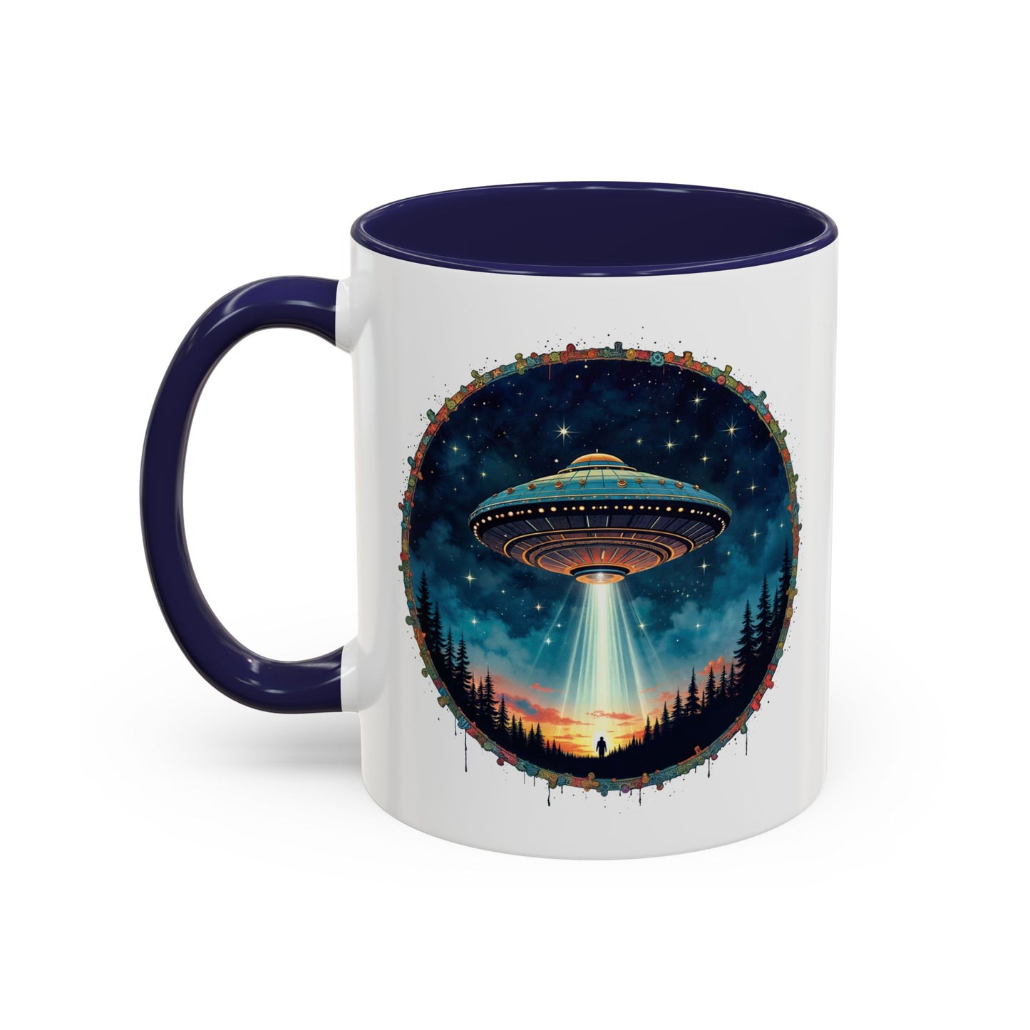 UFO Coffee Mug with Funny Cafe and Space Quotes - for Coffee Lovers Who Enjoy Quirky Gifts Humorous Alien-Themed Jokes QR Code Quote Video