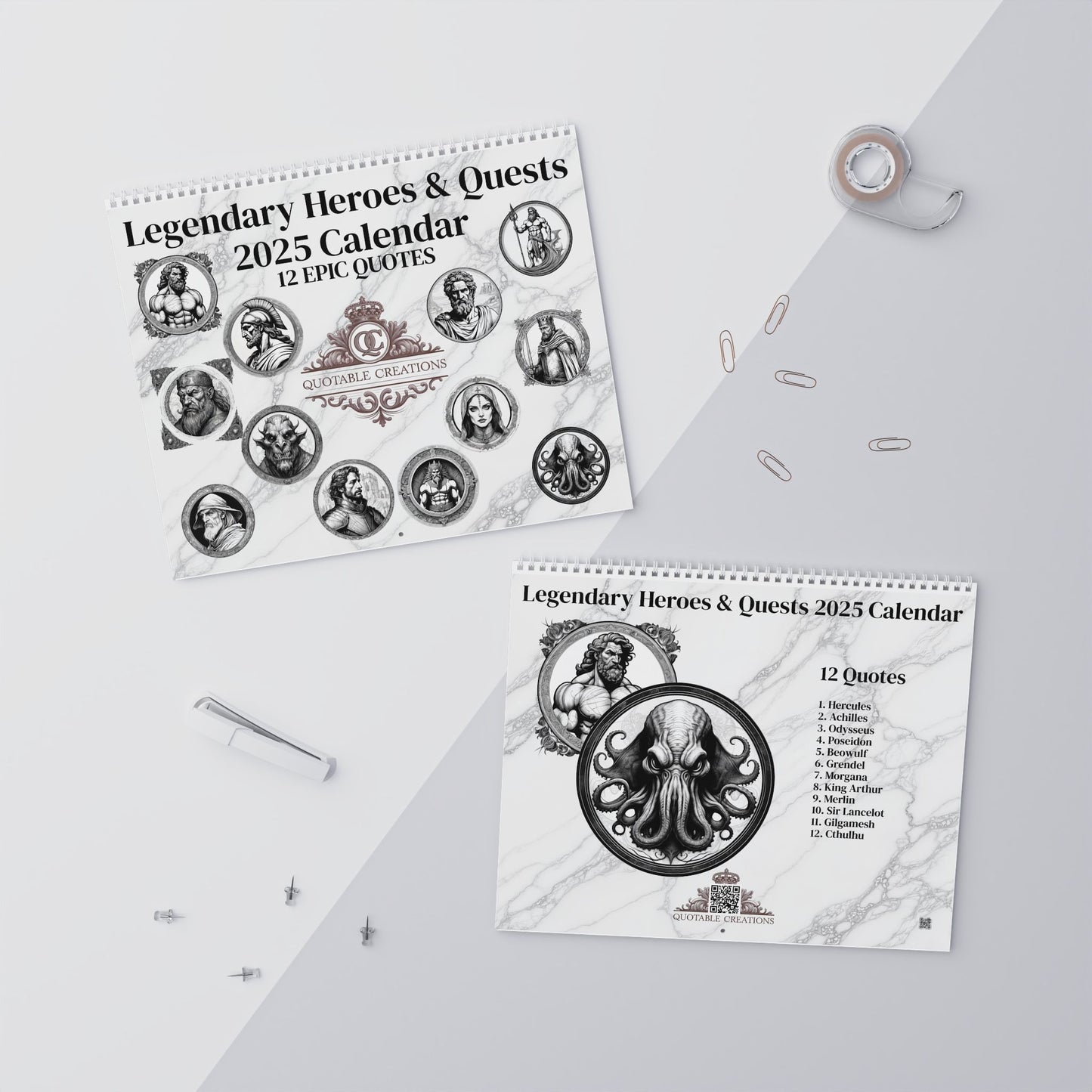 Legendary Heroes & Quests 2025 Quote Calendar - Timeless Literary Inspiration