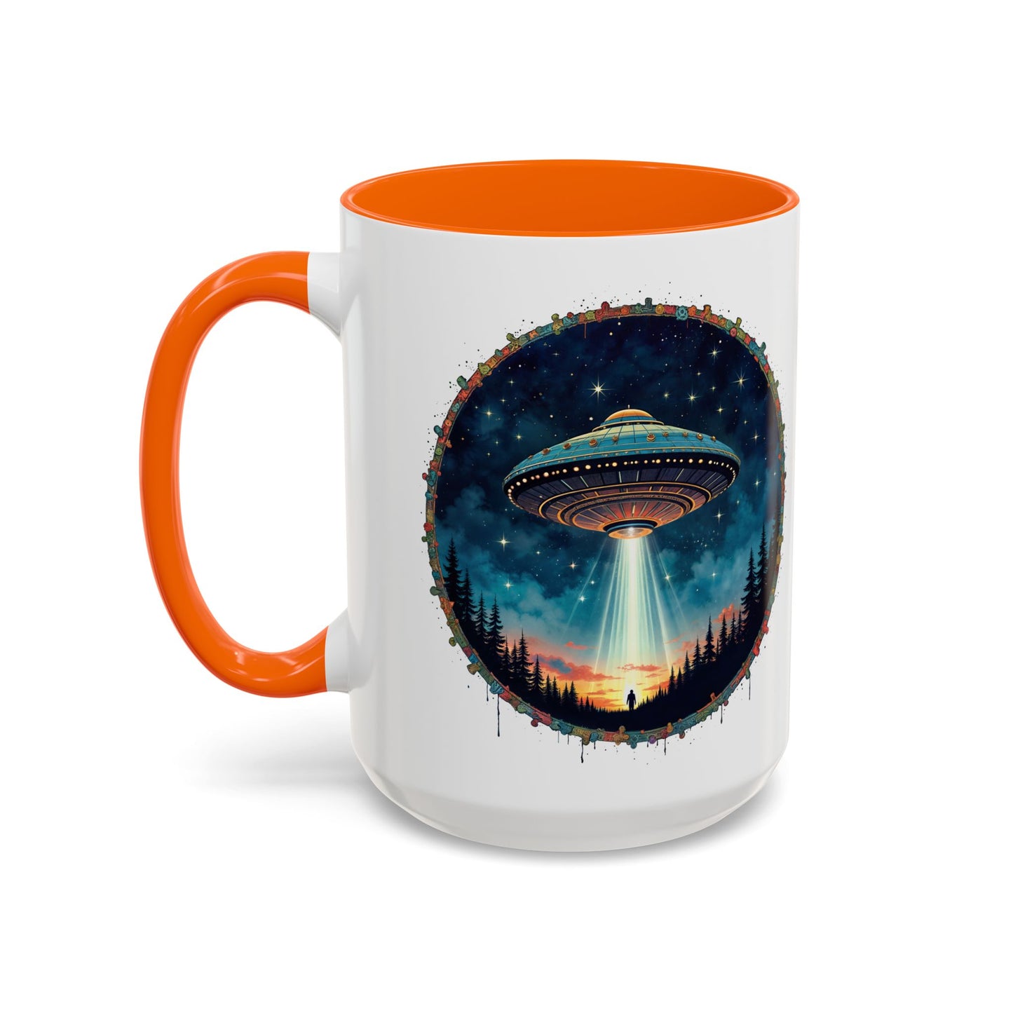 UFO Coffee Mug with Funny Cafe and Space Quotes - for Coffee Lovers Who Enjoy Quirky Gifts Humorous Alien-Themed Jokes QR Code Quote Video