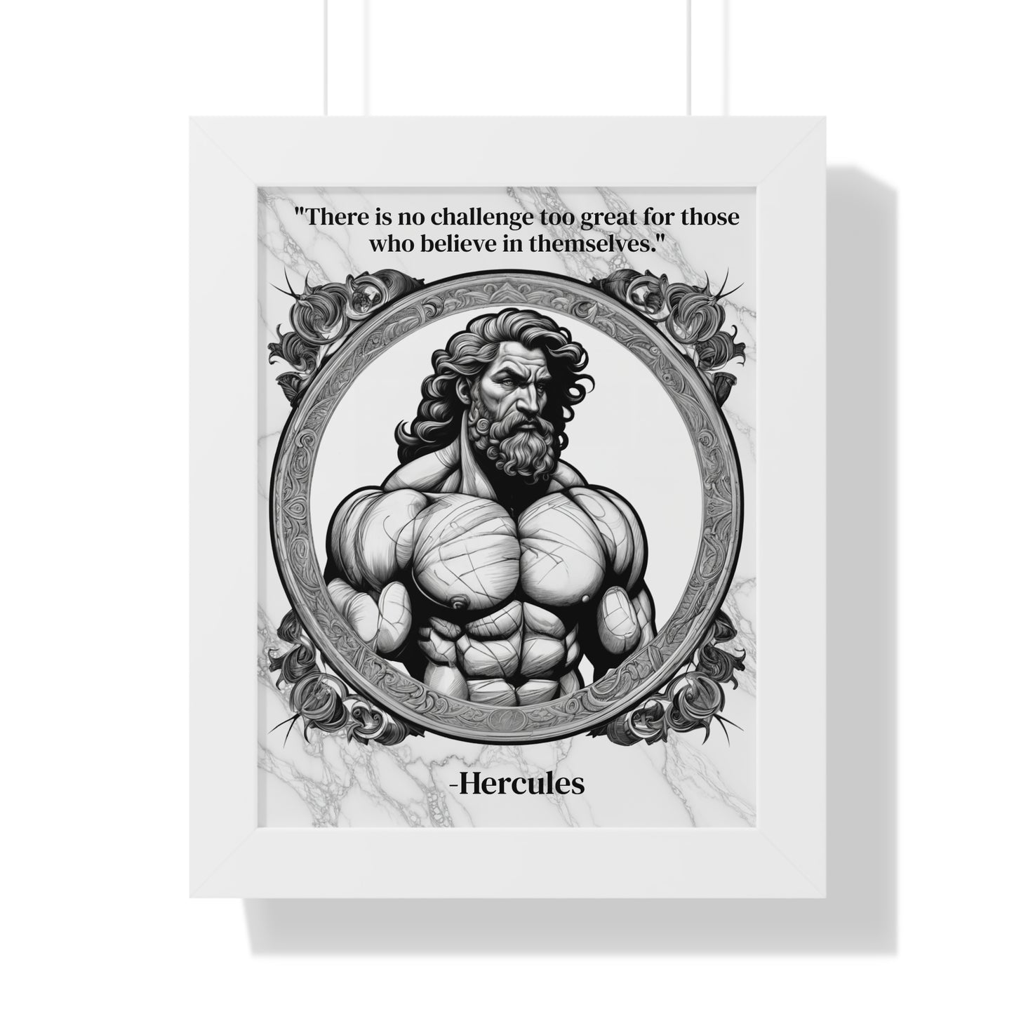 Hercules Inspirational Quote Strength Framed Wall Art for Fitness Motivation Home Decor - Perfect Gift for Workout Enthusiasts Fans