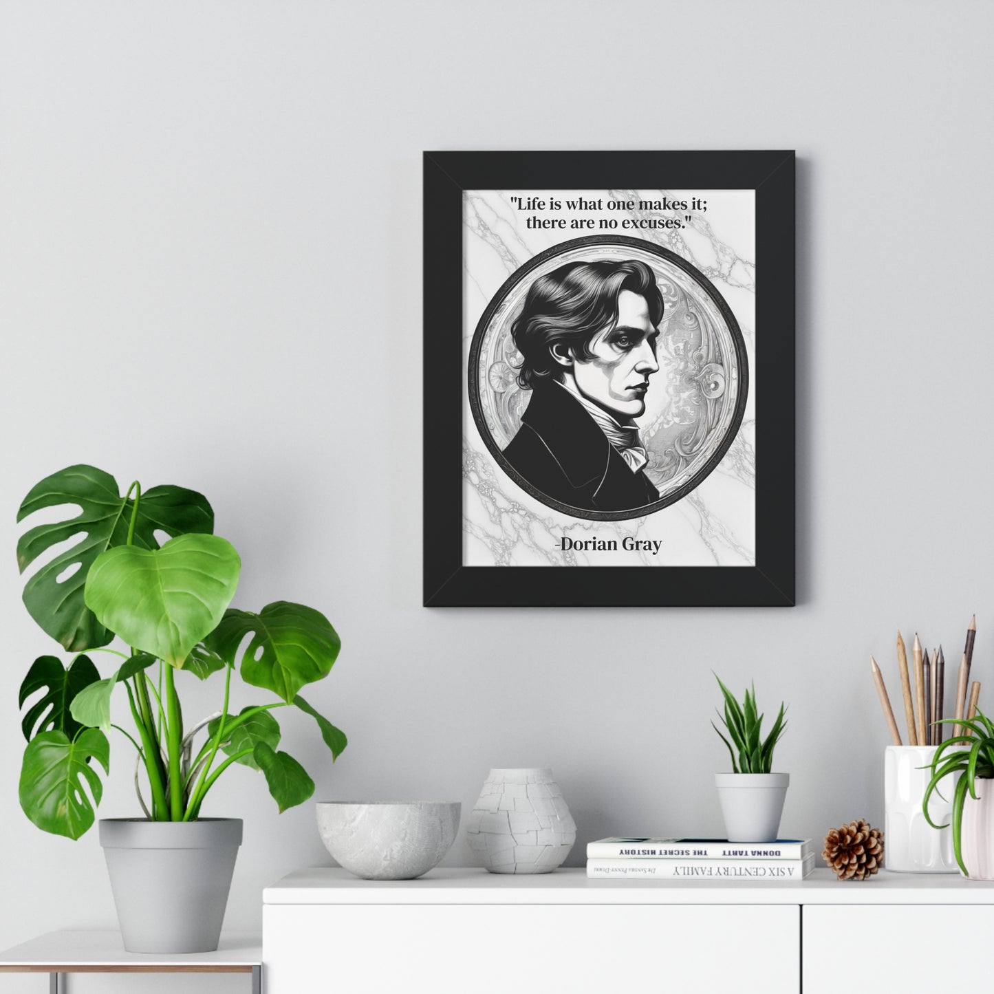 Dorian Gray Inspirational Quote Aesthetic Decor Framed Wall Art for Home Office Gift - Ideal Self-Reflection Quote Print Oscar Wilde Fans