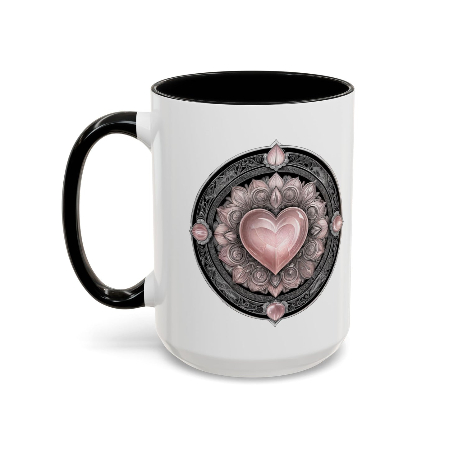 Rose Quartz Love Crystal Coffee Mug with Heartwarming Quote and QR Code Beautiful Gemstone Gift for Valentines Day or Mothers Day