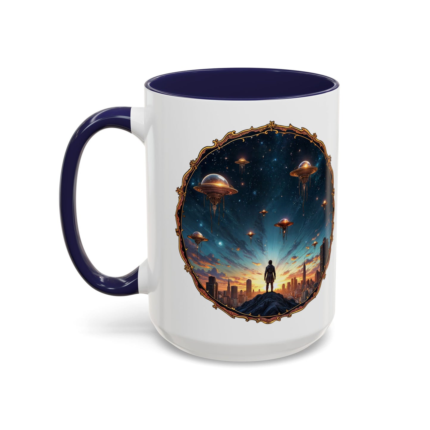 UFO Coffee Mug Featuring Alien Family Reunion Quote - for Intergalactic Traveler Who Love Unique Quirky Gift Alien Jokes QR Code Quote Video