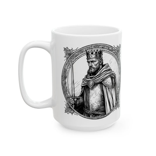 King Arthur Inspirational Quote Coffee Mug with QR Code (11, 15oz)