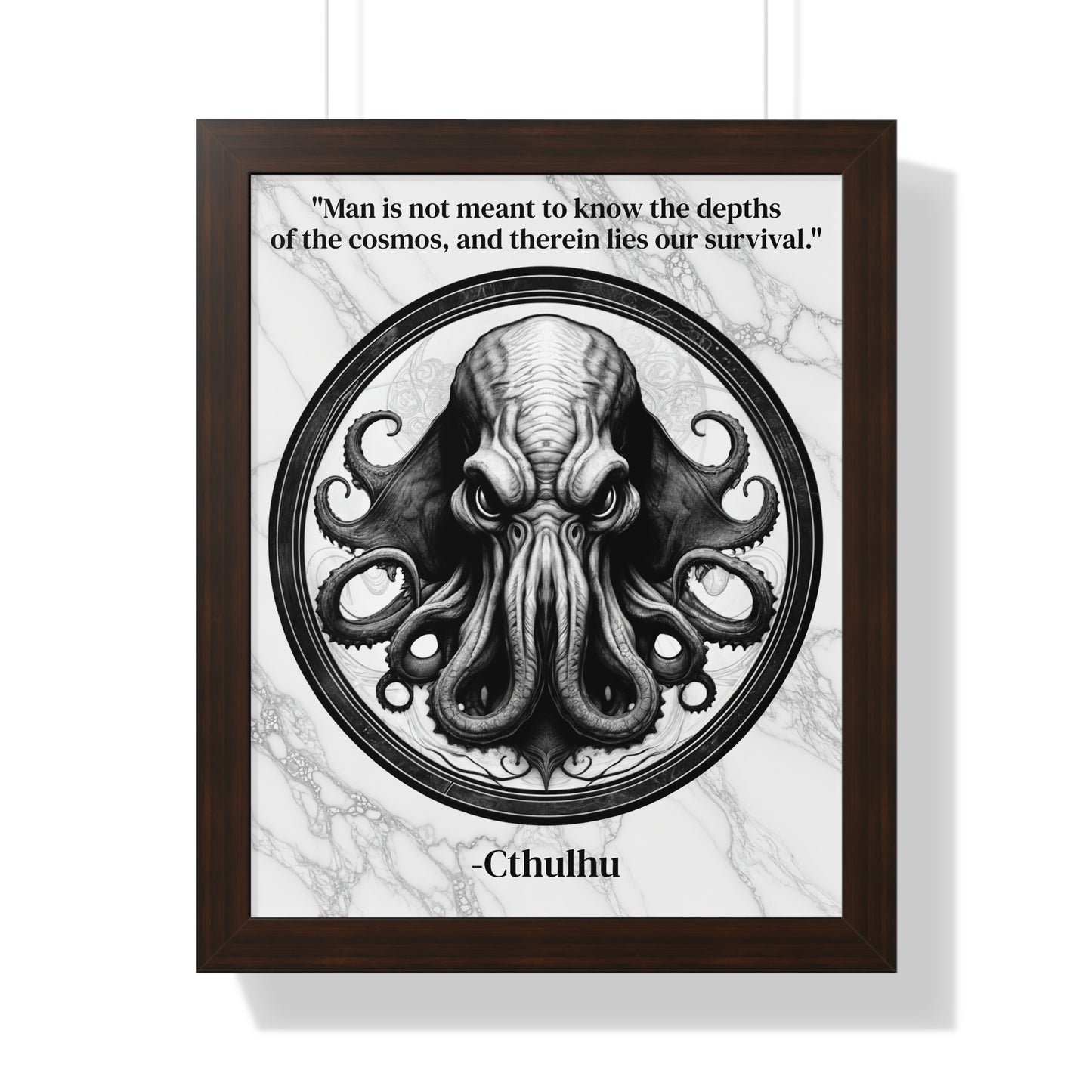 Cthulhu Lovecraft Epic Horror Mythos Framed Wall Art Inspirational Quote for Dark Fantasy Decor - Perfect Gift for Legendary Quest Fans Fan