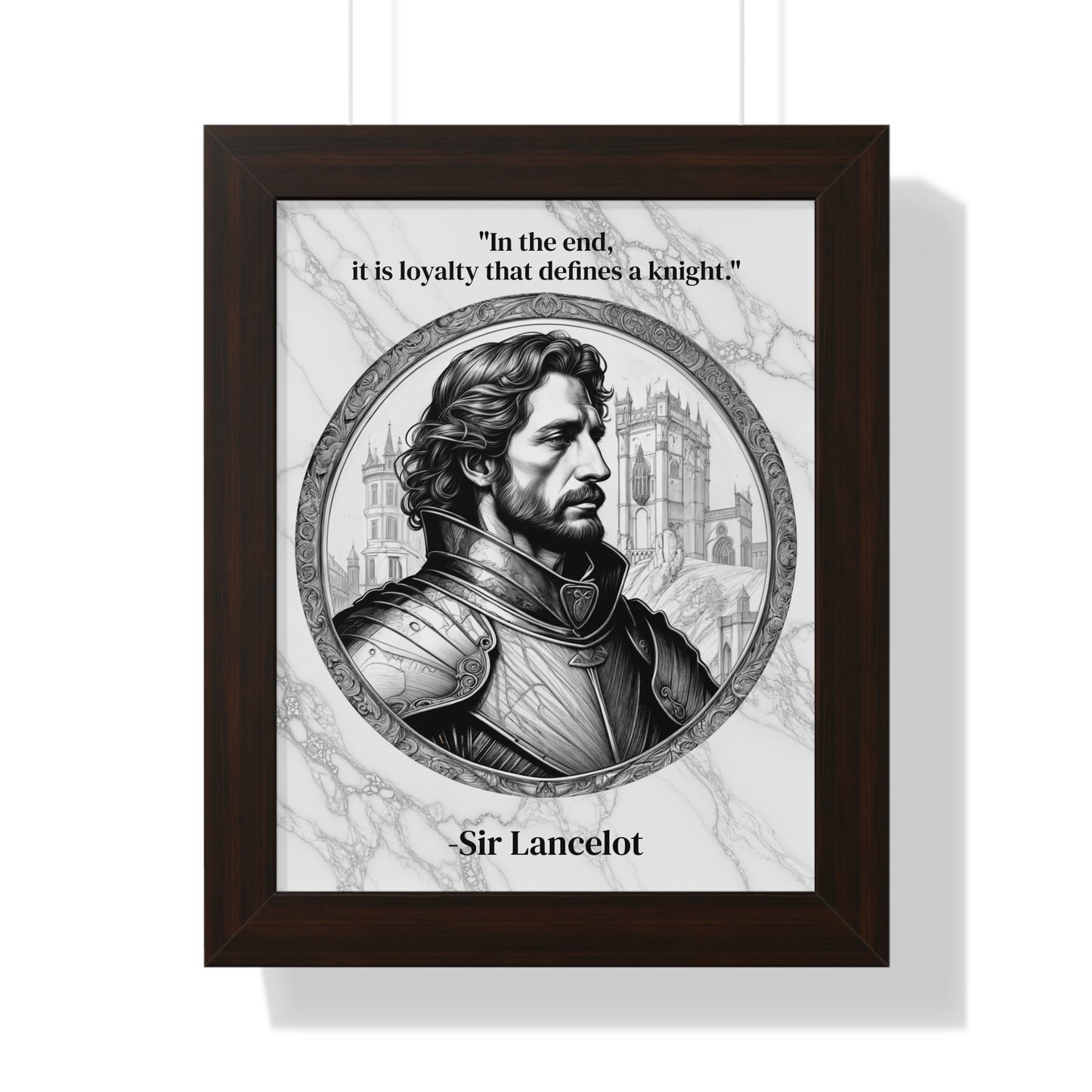 Sir Lancelot Chivalry Code Knights Honor Framed Wall Art Inspirational Quote for Knights Templar Decor - Unique Gift for History Lovers Fans