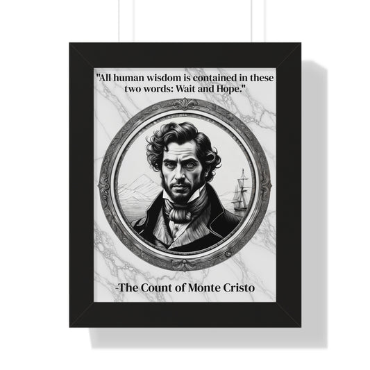 The Count of Monte Cristo Inspirational Quote Decor Framed Wall Art for Home Office Gift - Revenge Quote Print for Classic Literature Lovers