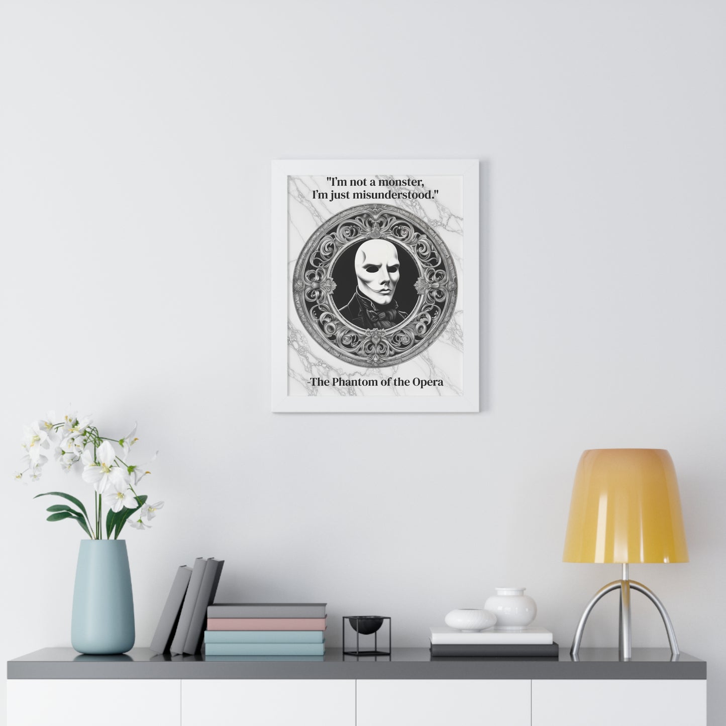 The Phantom of the Opera Inspirational Quote Art Decor Framed Wall Art for Home Office Gift - Perfect Quote Print for Music and Mystery Fans