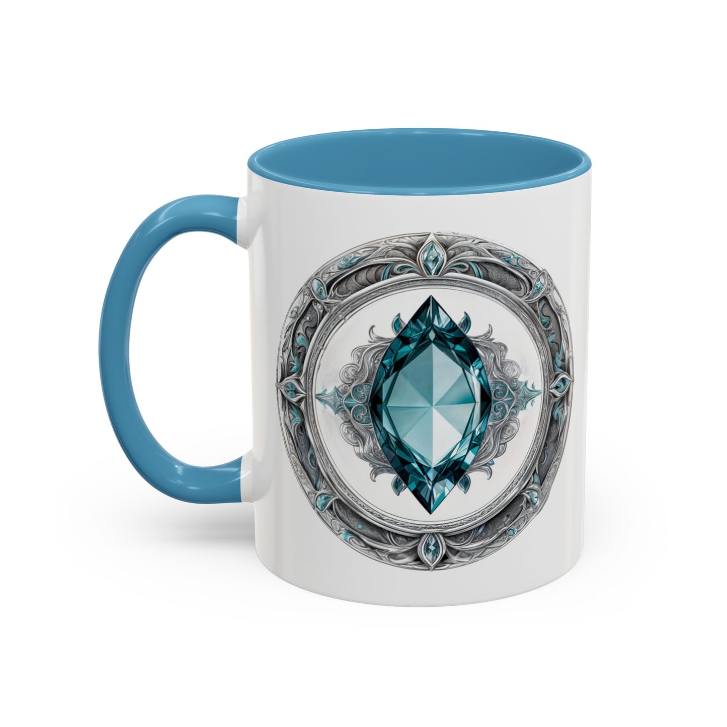 Aquamarine Crystal Coffee Mug with Soothing Quote and QR Code Great Gift for Ocean Lovers Gemstone and Meditation Enthusiasts