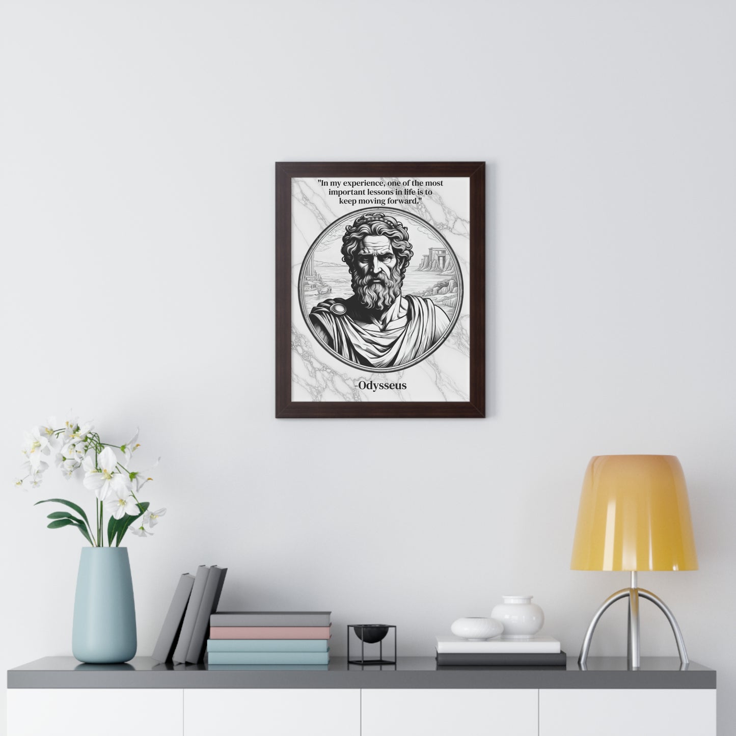 Odysseus Adventure Traveler Inspirational Framed Wall Art Quote for Literary Lovers Hero Decor - Perfect Gift for Epic Poetry Book Fans