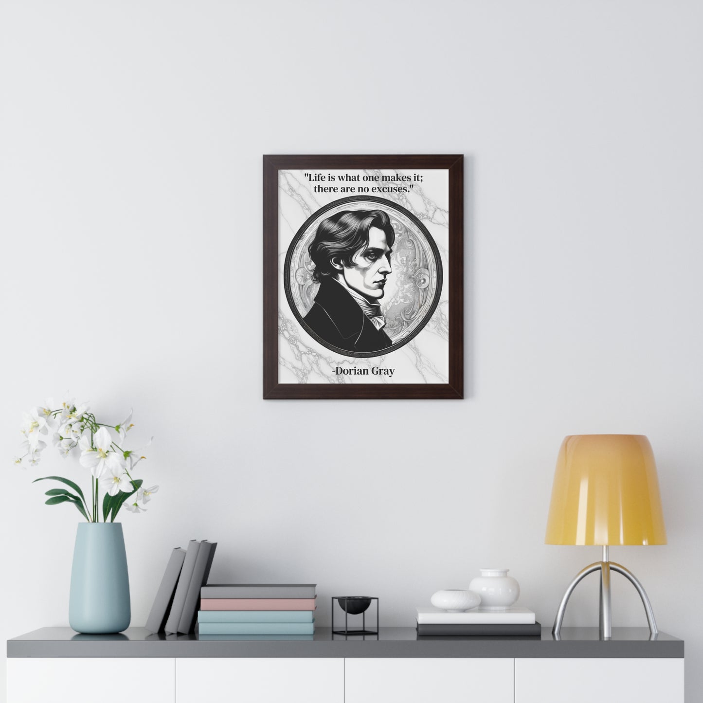 Dorian Gray Inspirational Quote Aesthetic Decor Framed Wall Art for Home Office Gift - Ideal Self-Reflection Quote Print Oscar Wilde Fans