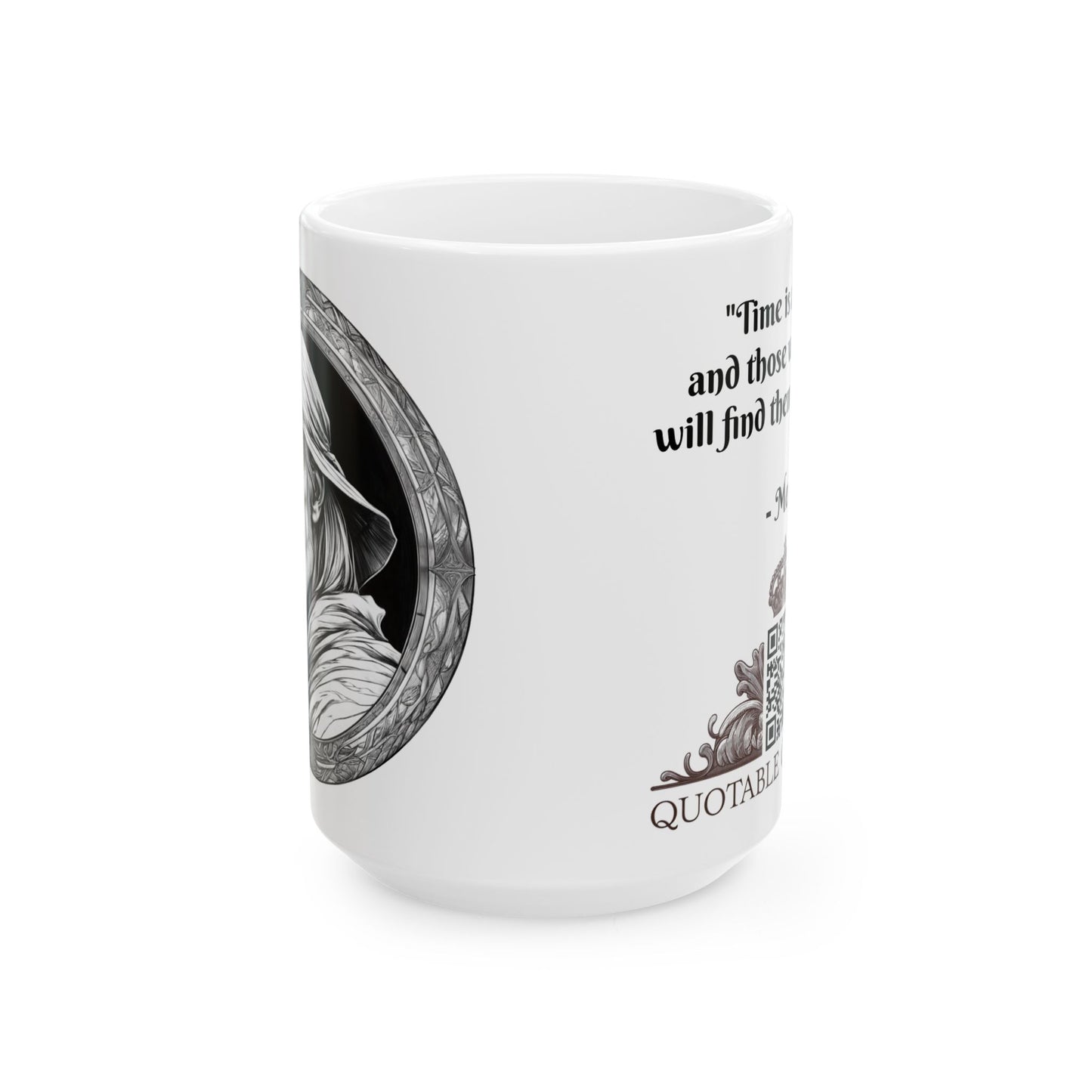 Merlin Inspirational Quote Coffee Mug with QR Code (11, 15oz)