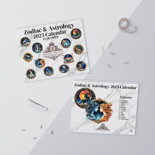 Zodiac Astrology 2025 Calendar - 12 Inspirational Quotes & QR Video Codes