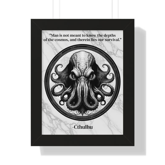 Cthulhu Lovecraft Epic Horror Mythos Framed Wall Art Inspirational Quote for Dark Fantasy Decor - Perfect Gift for Legendary Quest Fans Fan