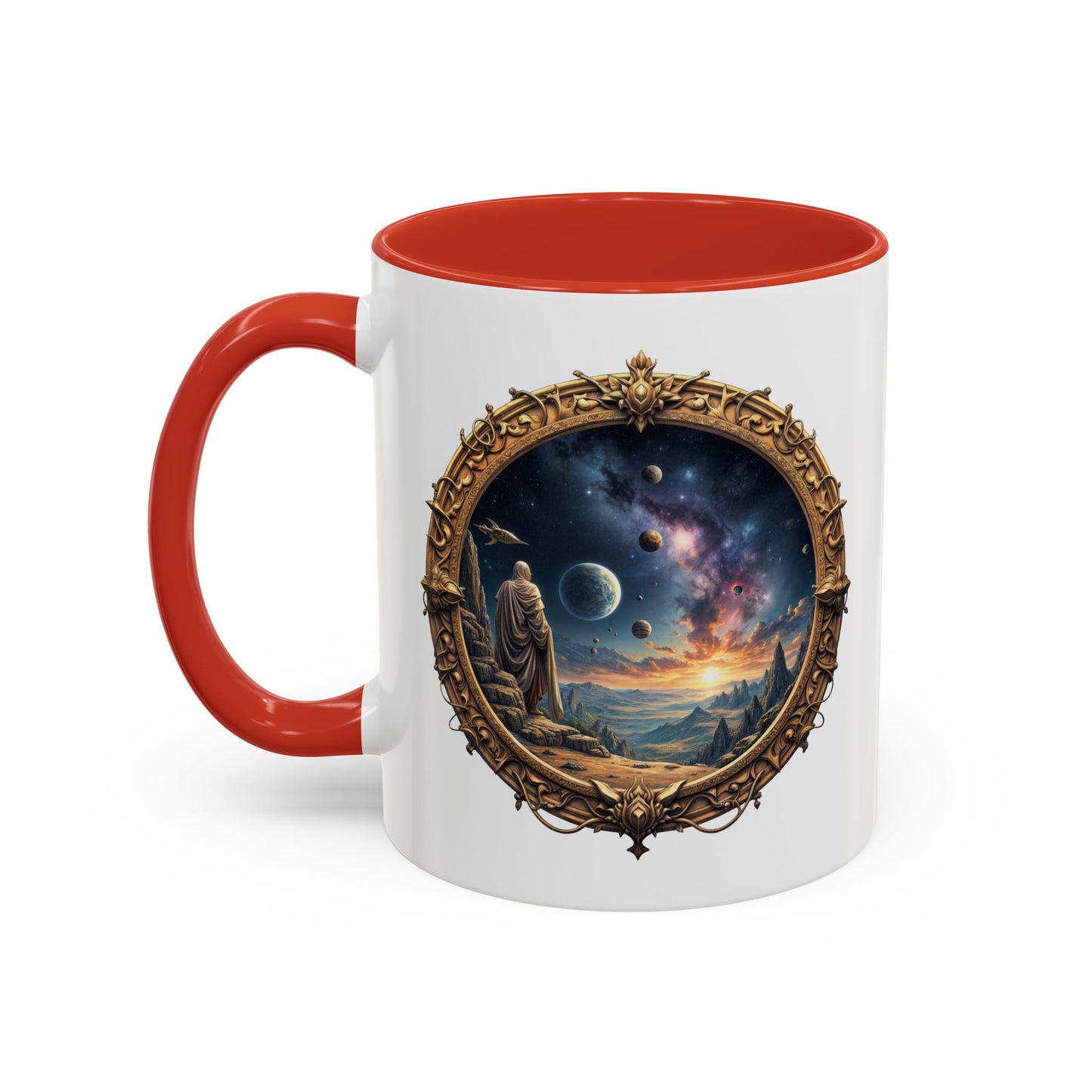 UFO Coffee Mug with Earth Pizza Quote for Space Enthusiasts - Who Love Unique Gift Funny Intergalactic Space Humor QR Code Quote Video