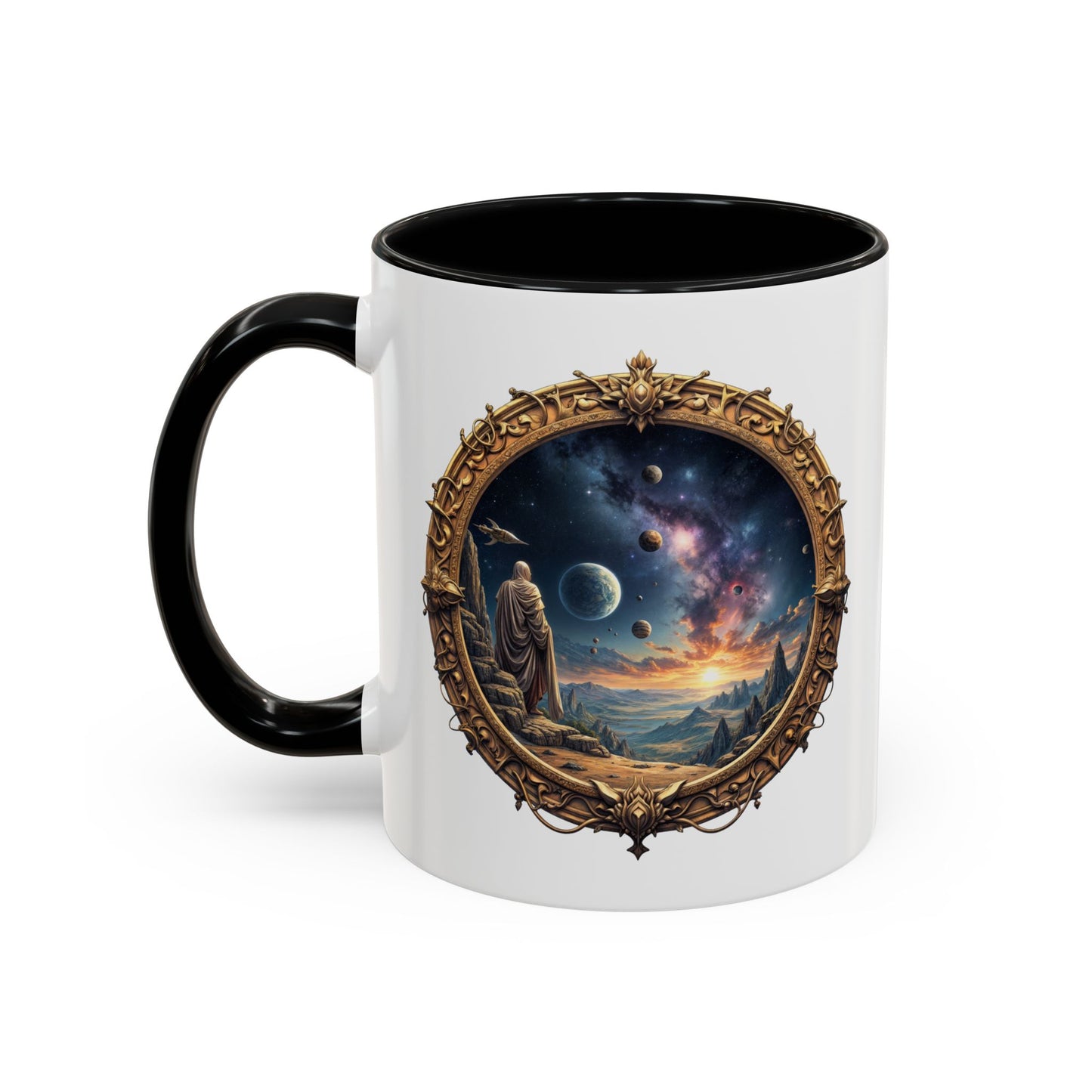 UFO Coffee Mug with Earth Pizza Quote for Space Enthusiasts - Who Love Unique Gift Funny Intergalactic Space Humor QR Code Quote Video