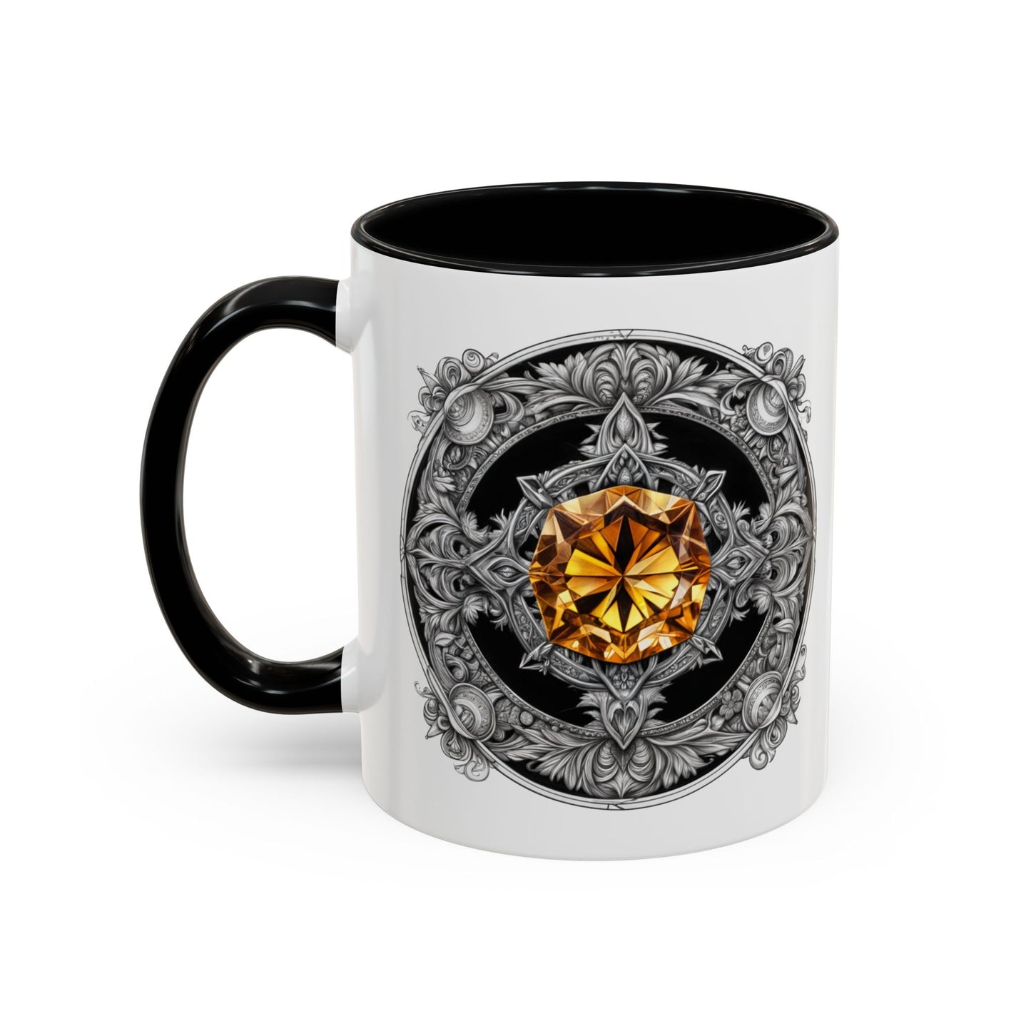 Citrine Crystal Coffee Mug with Positive Quote and QR Code for Motivational Video Ideal Gift for Gemstone Optimists and Dreamers