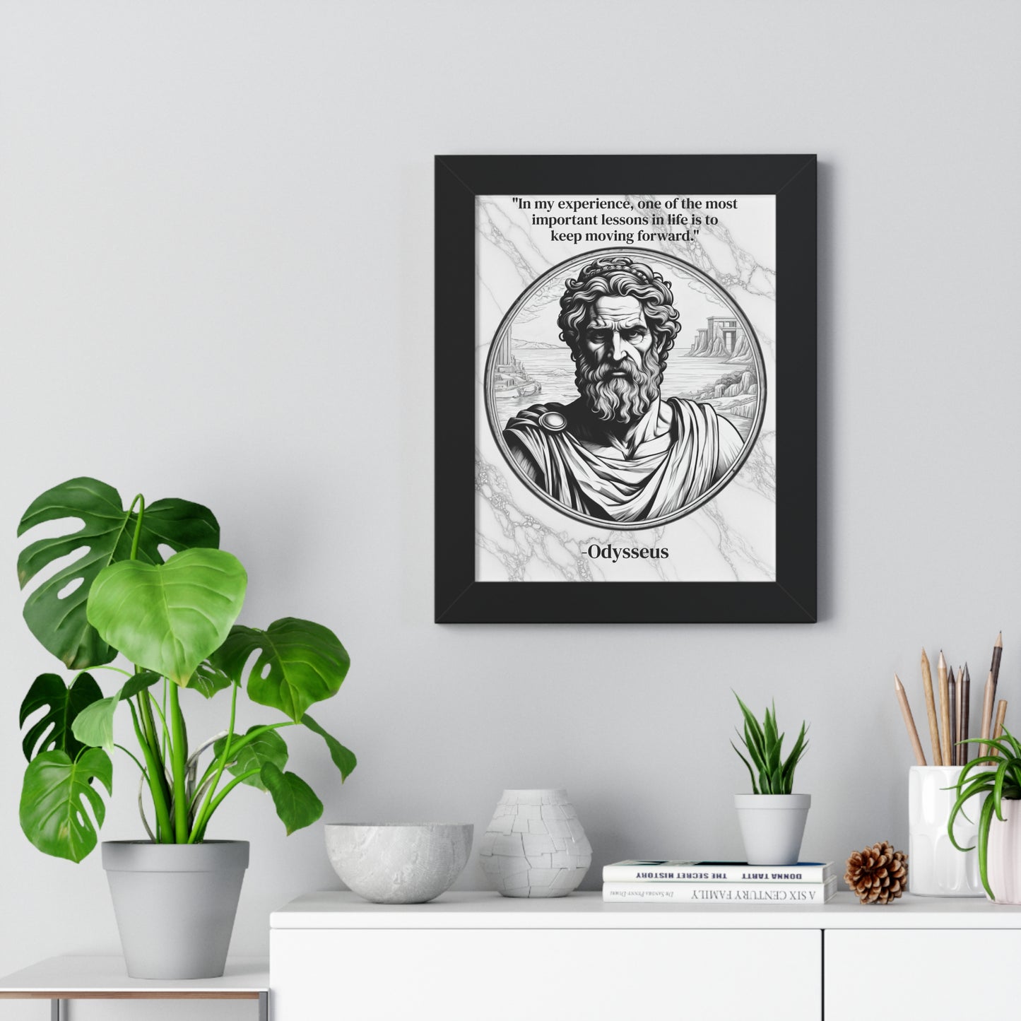 Odysseus Adventure Traveler Inspirational Framed Wall Art Quote for Literary Lovers Hero Decor - Perfect Gift for Epic Poetry Book Fans