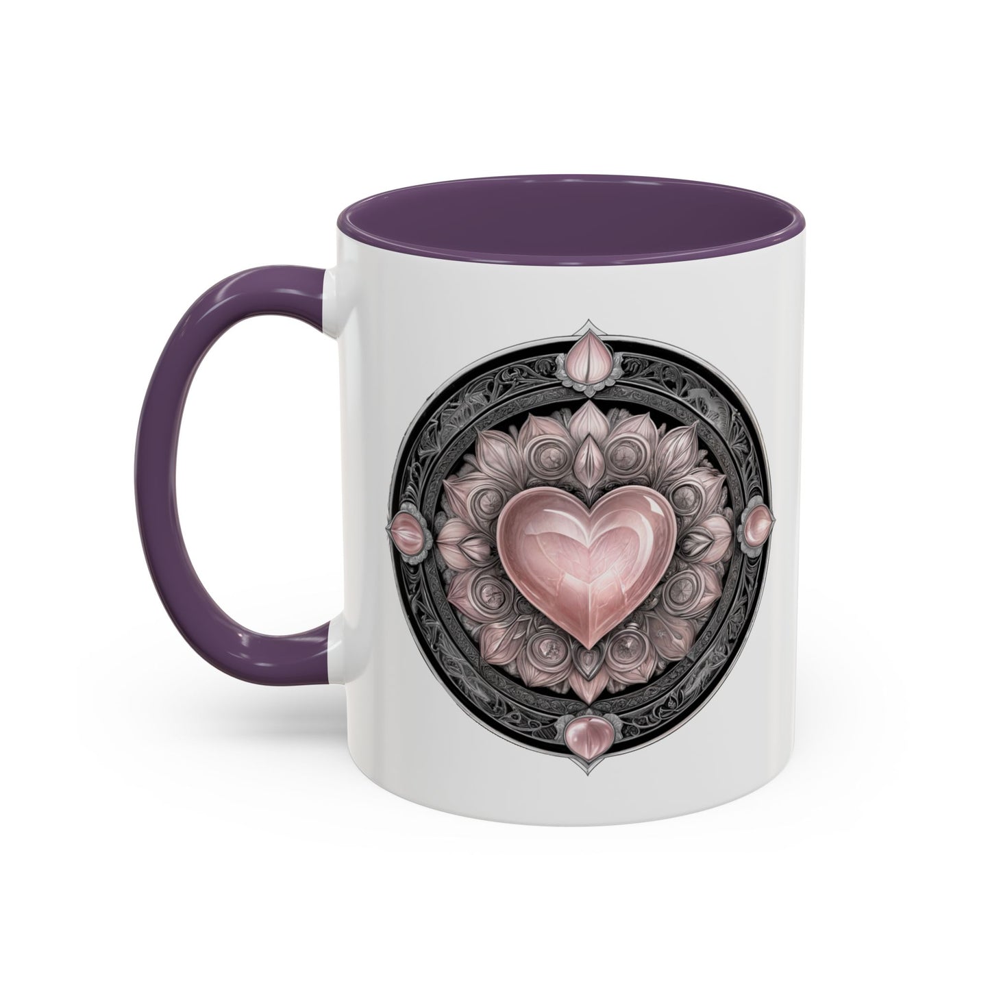 Rose Quartz Love Crystal Coffee Mug with Heartwarming Quote and QR Code Beautiful Gemstone Gift for Valentines Day or Mothers Day