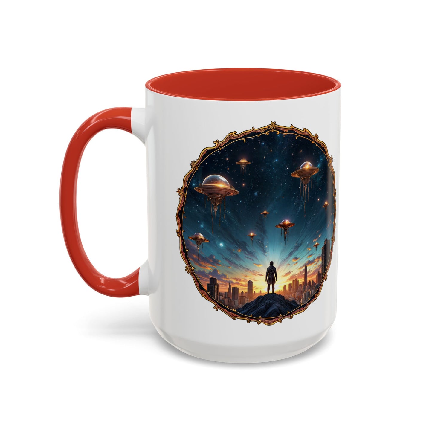 UFO Coffee Mug Featuring Alien Family Reunion Quote - for Intergalactic Traveler Who Love Unique Quirky Gift Alien Jokes QR Code Quote Video