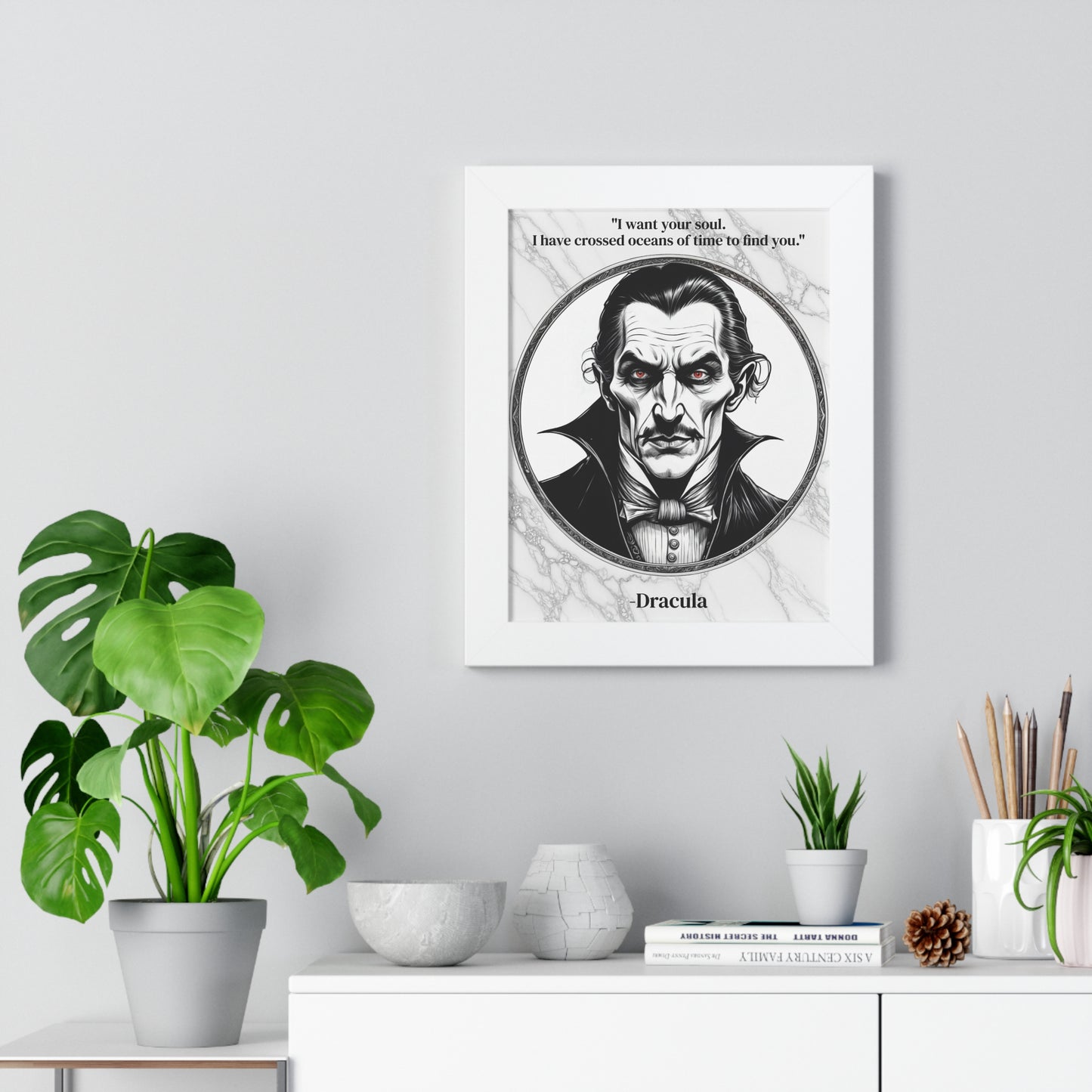 Dracula Inspirational Quote Gothic Decor Framed Wall Art for Home Office Gift - Ideal Vampire Quote Print for Horror Literature Lovers