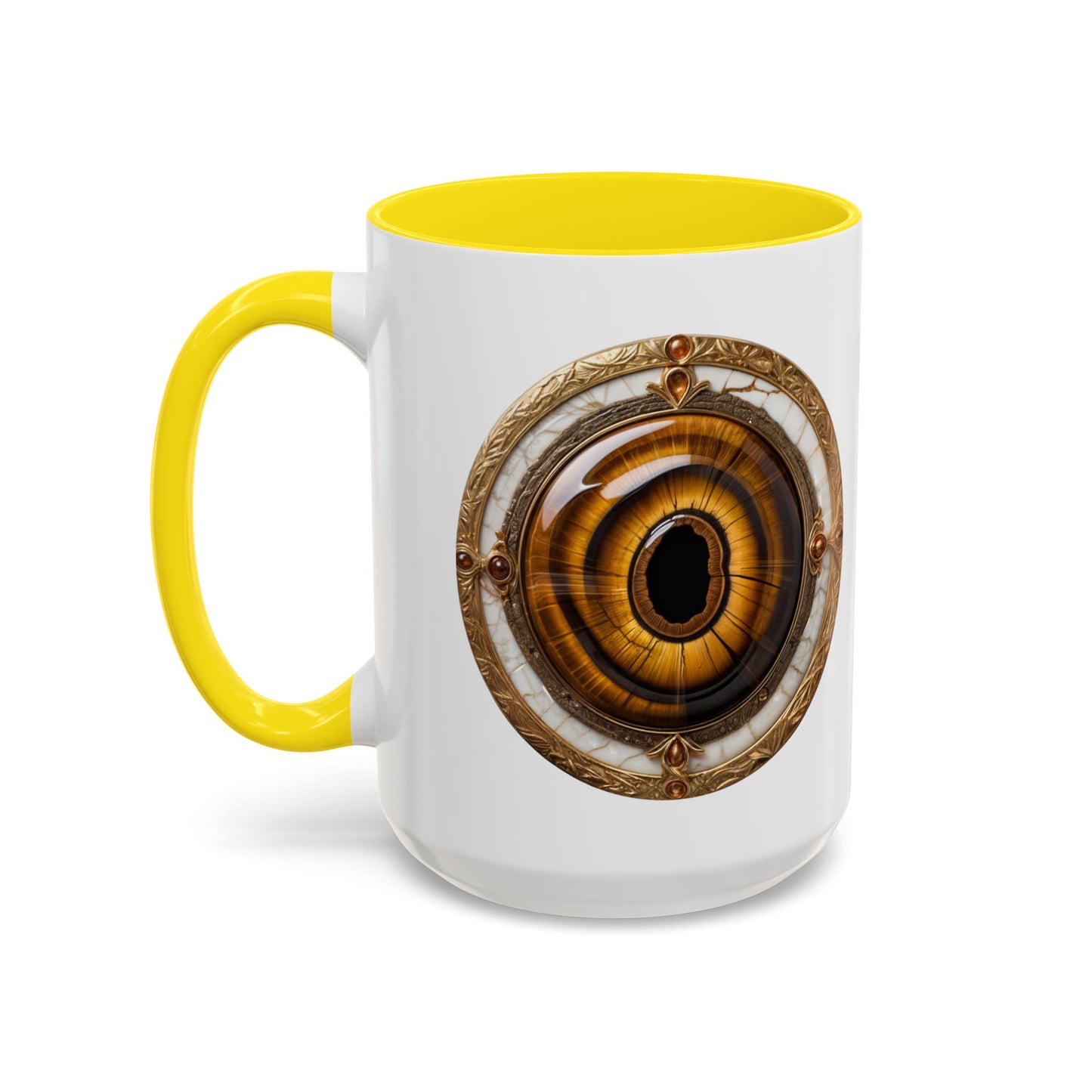 Tigers Eye Crystal Coffee Mug with Empowering Quote and QR Code Great Gemstone Gift for Adventurers and Goal Setter Lovers