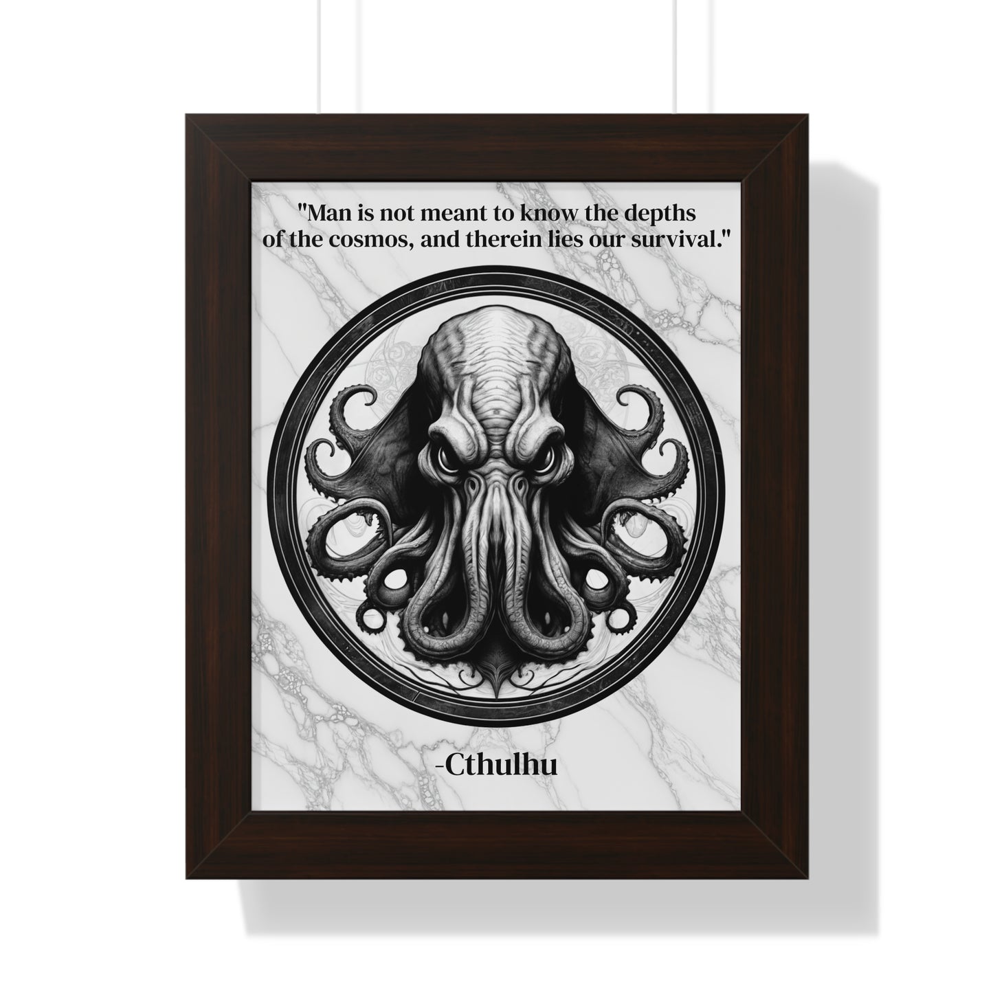 Cthulhu Lovecraft Epic Horror Mythos Framed Wall Art Inspirational Quote for Dark Fantasy Decor - Perfect Gift for Legendary Quest Fans Fan